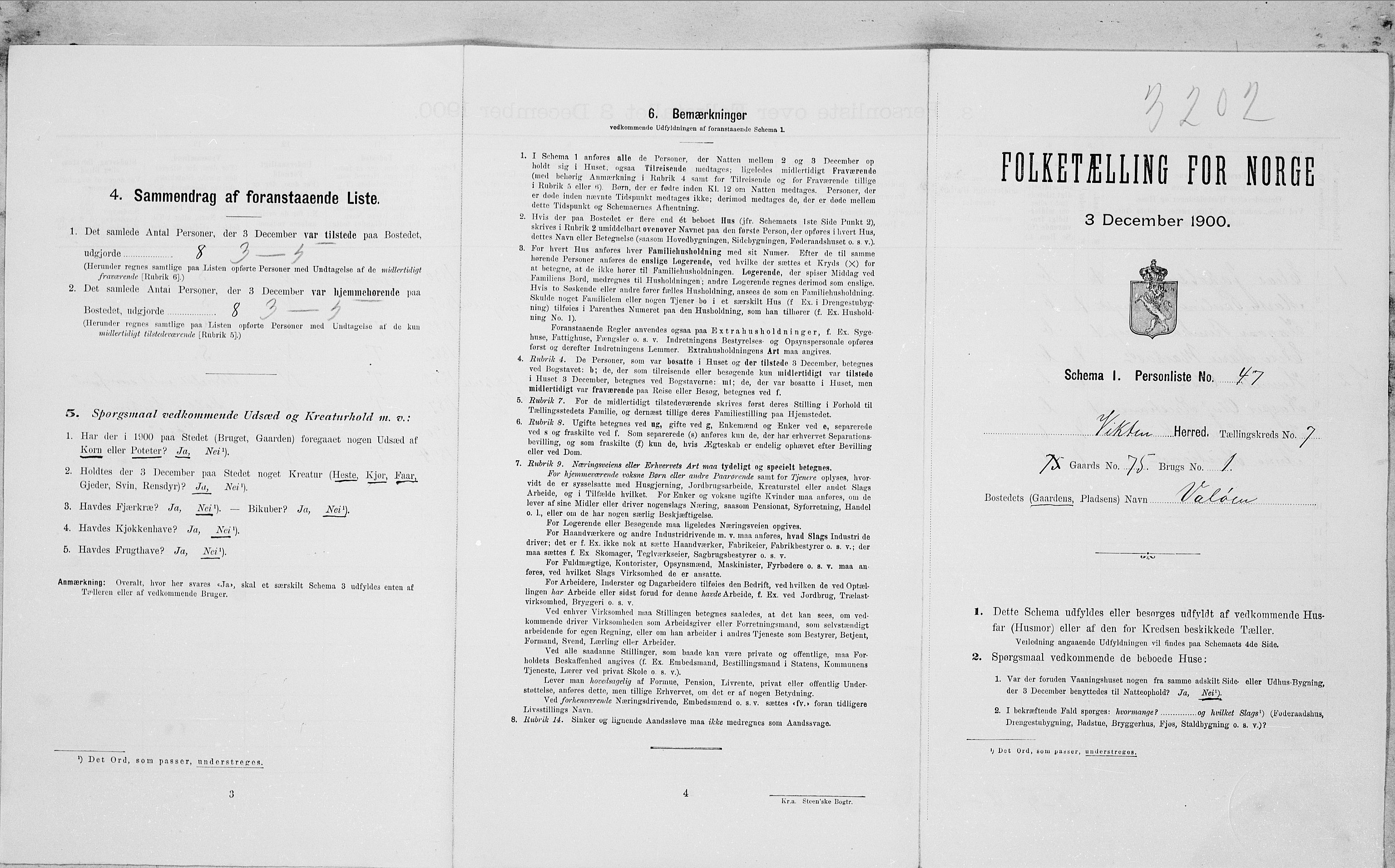 SAT, Folketelling 1900 for 1750 Vikna herred, 1900, s. 836