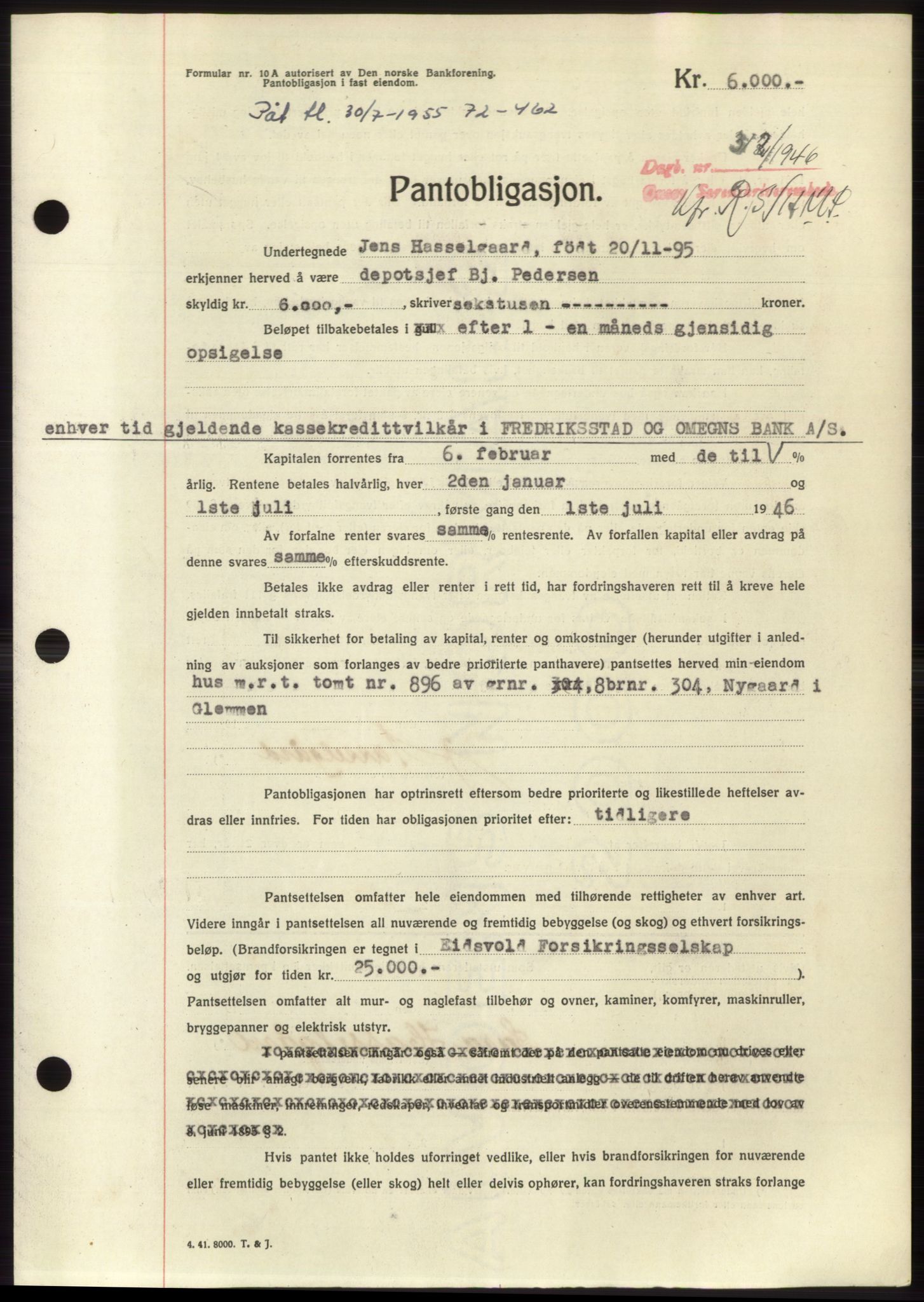 Onsøy sorenskriveri, SAO/A-10474/G/Ga/Gac/L0004: Pantebok nr. B4, 1944-1946, Dagboknr: 312/1946