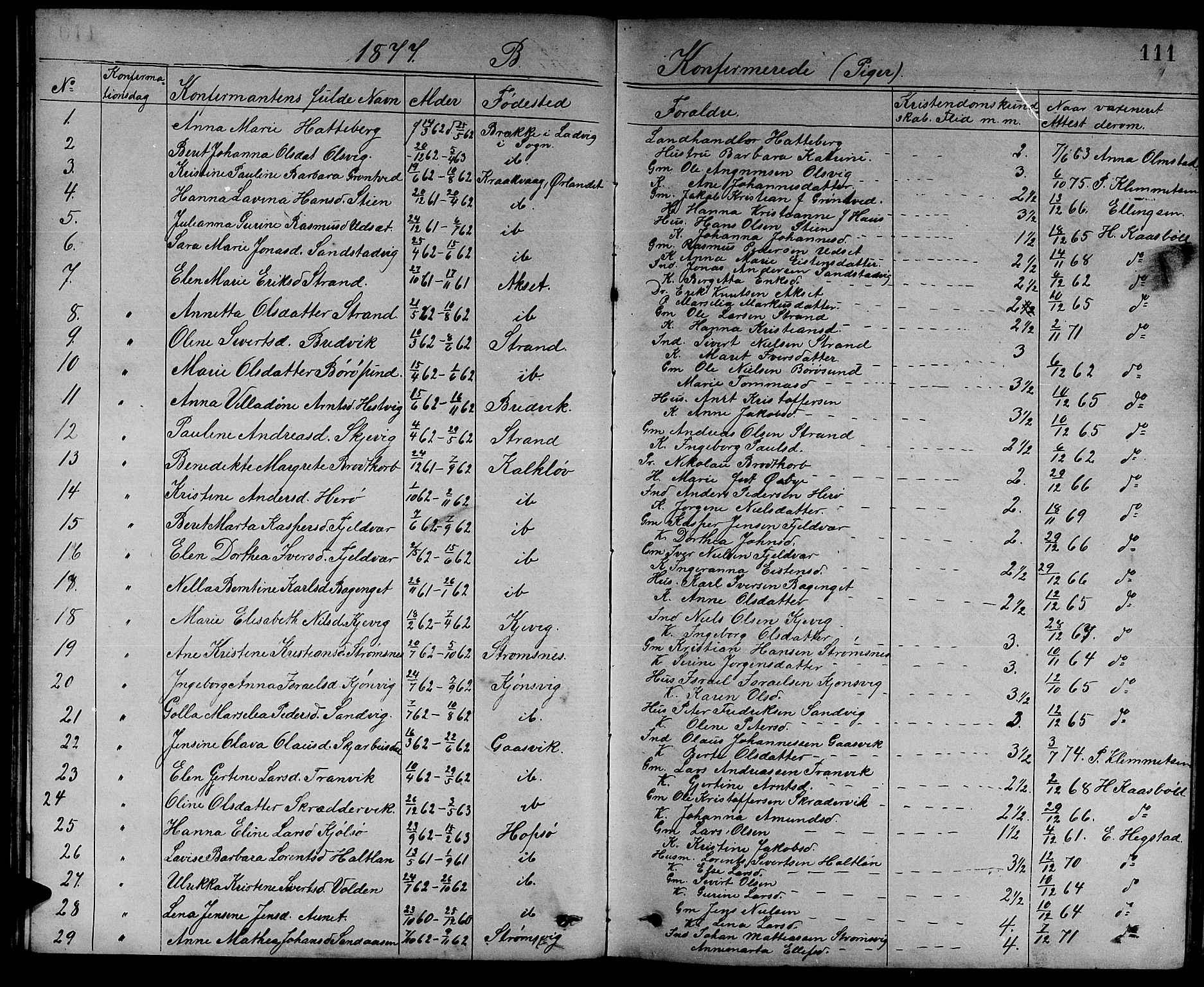 Ministerialprotokoller, klokkerbøker og fødselsregistre - Sør-Trøndelag, AV/SAT-A-1456/637/L0561: Klokkerbok nr. 637C02, 1873-1882, s. 111