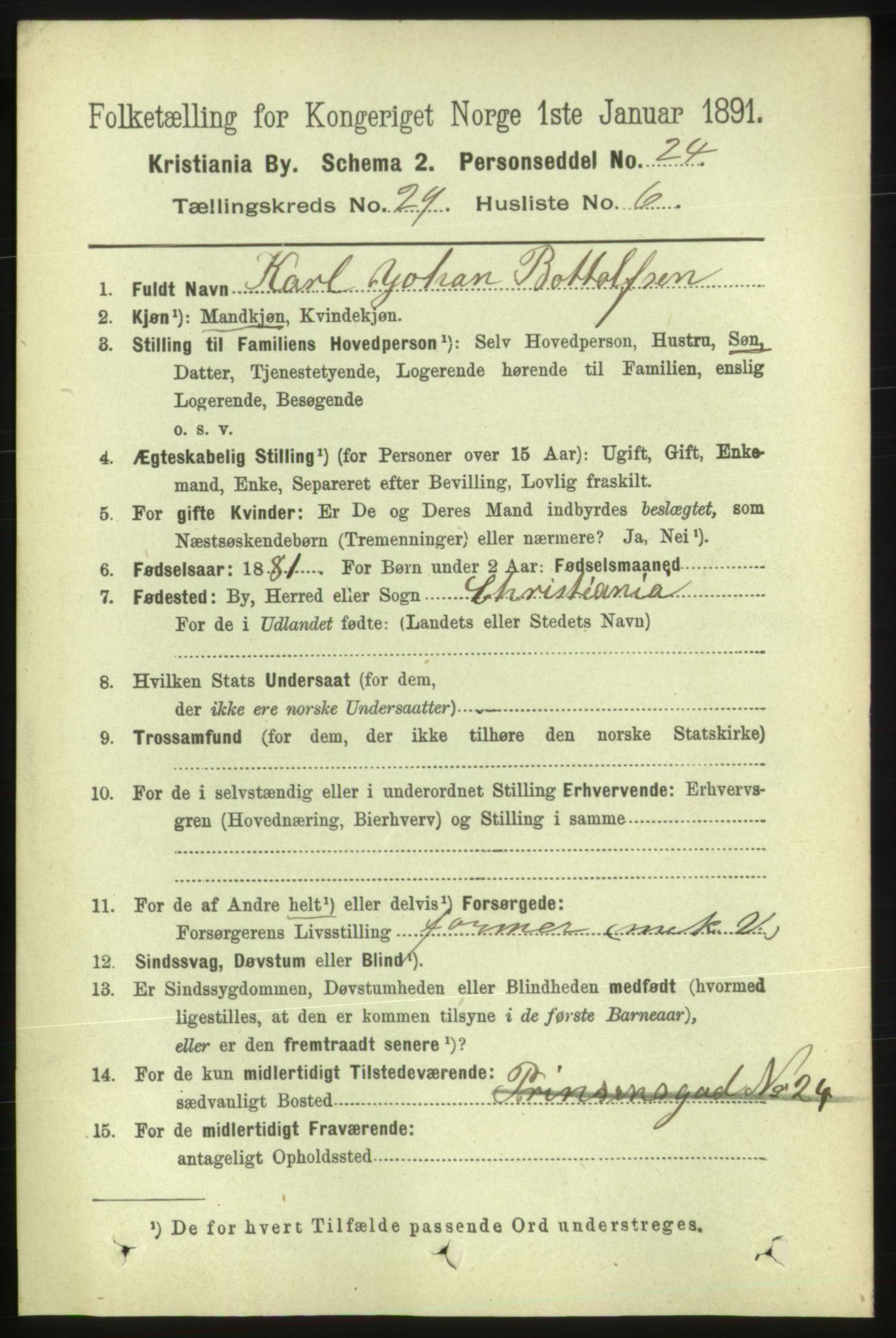 RA, Folketelling 1891 for 0301 Kristiania kjøpstad, 1891, s. 15048