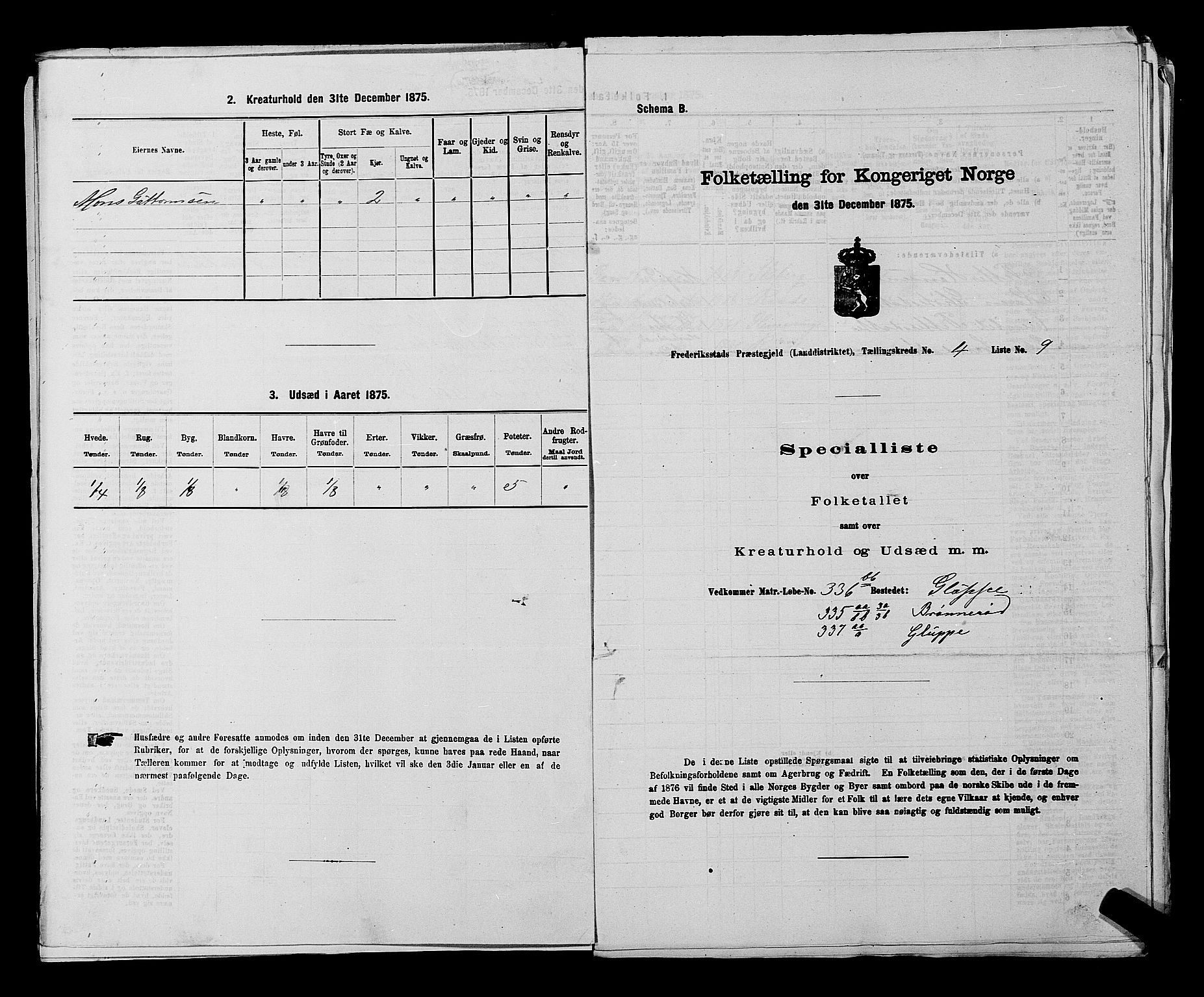 RA, Folketelling 1875 for 0132L Fredrikstad prestegjeld, Glemmen sokn, 1875, s. 801