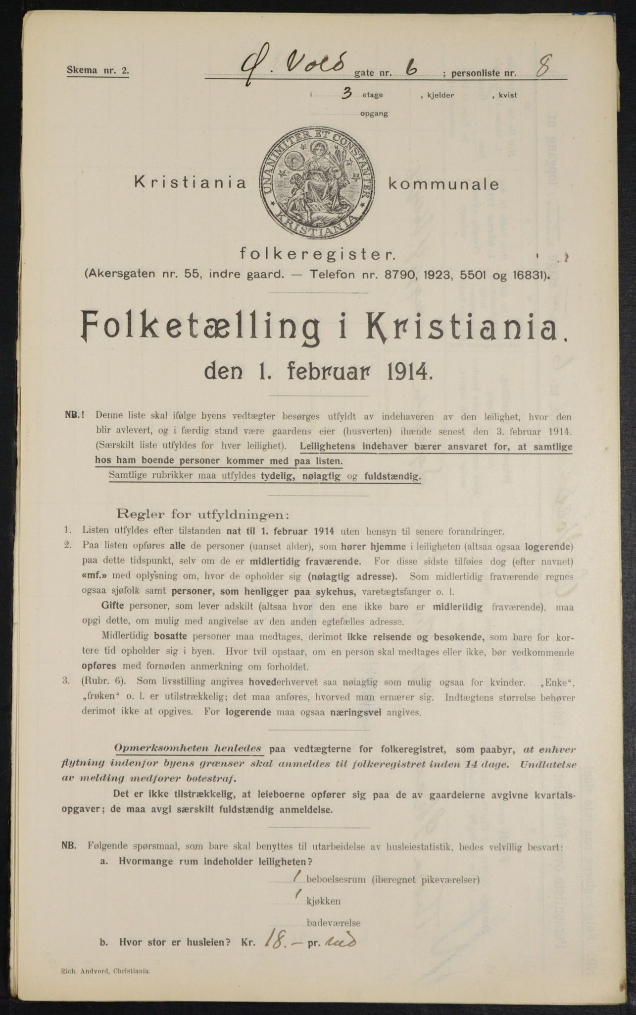 OBA, Kommunal folketelling 1.2.1914 for Kristiania, 1914, s. 131167