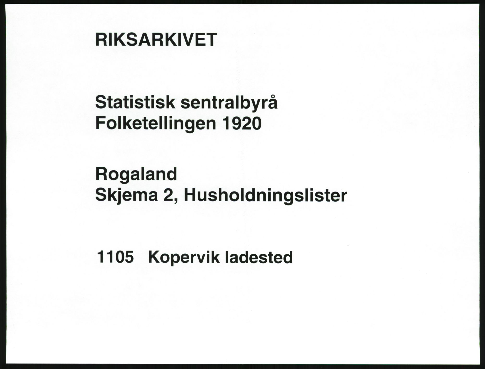 SAST, Folketelling 1920 for 1105 Kopervik ladested, 1920, s. 610