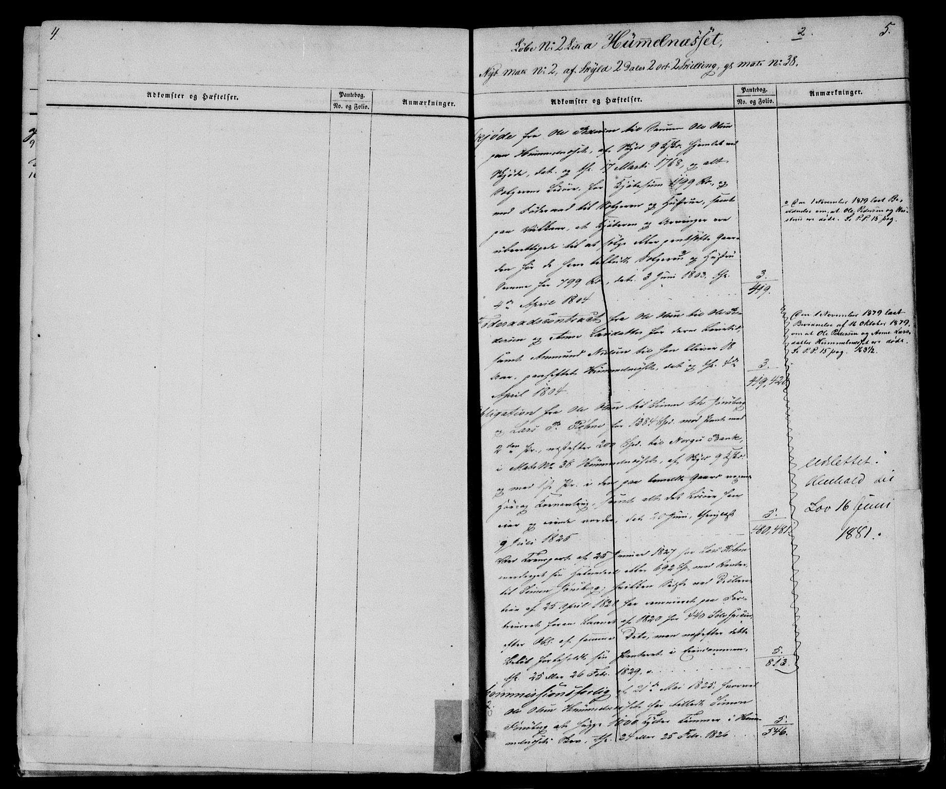 Sør-Østerdal sorenskriveri, SAH/TING-018/H/Ha/Hac/L0047: Panteregister nr. 1, 1801-1894, s. 4-5