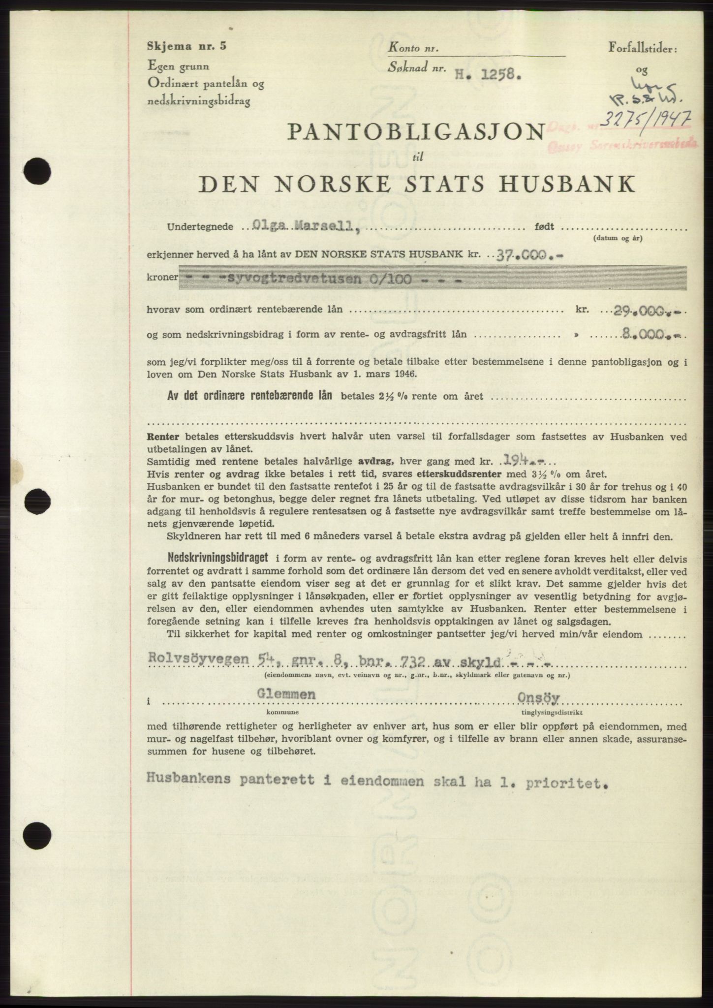 Onsøy sorenskriveri, SAO/A-10474/G/Ga/Gac/L0006: Pantebok nr. B 12-6, 1947-1948, Dagboknr: 3275/1947