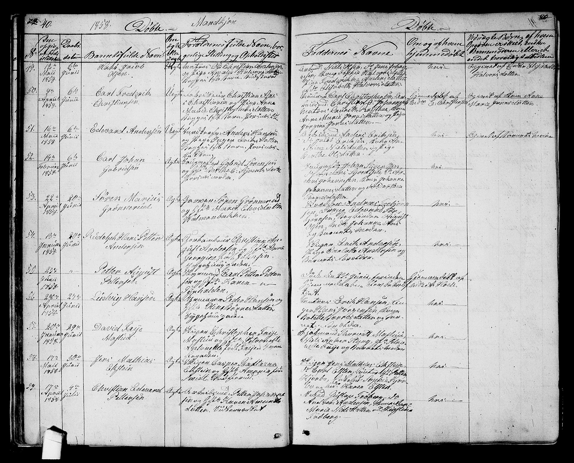 Halden prestekontor Kirkebøker, AV/SAO-A-10909/G/Ga/L0005a: Klokkerbok nr. 5A, 1855-1864, s. 40