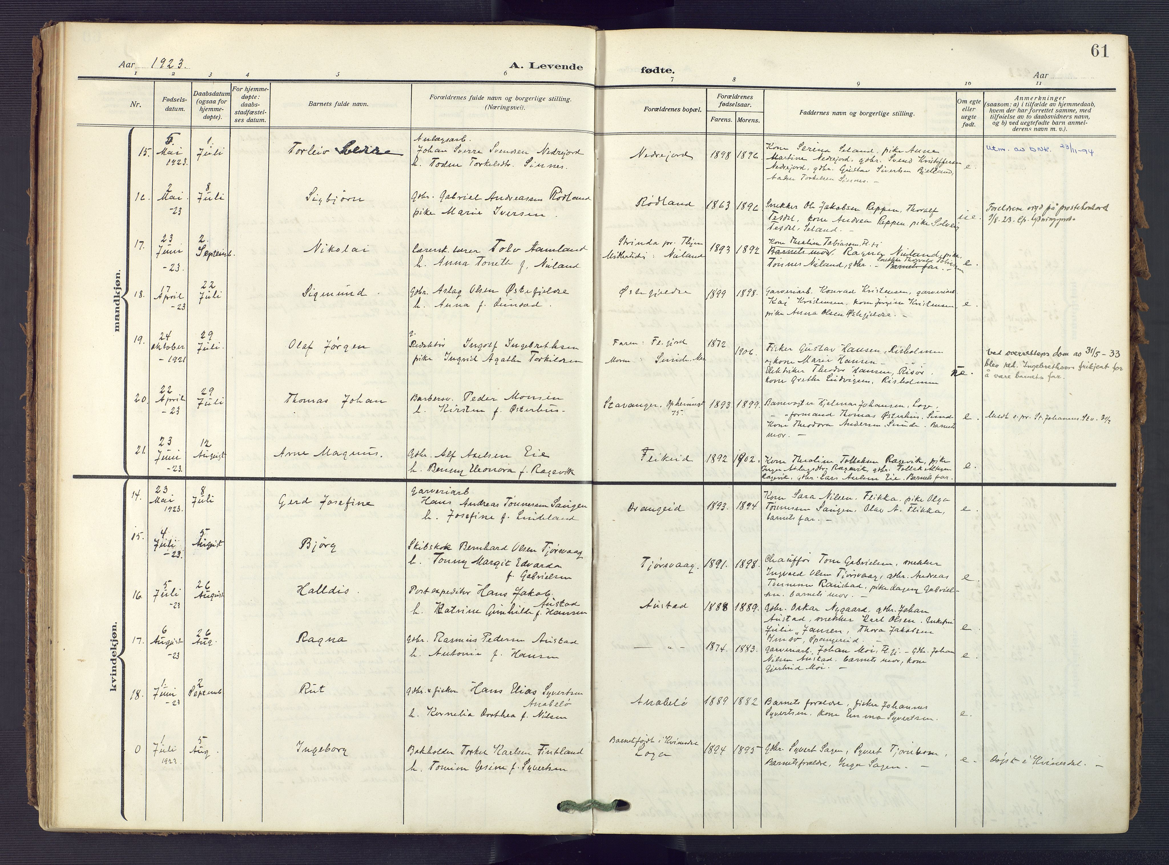 Flekkefjord sokneprestkontor, AV/SAK-1111-0012/F/Fa/Fac/L0010: Ministerialbok nr. A 10, 1910-1927, s. 61