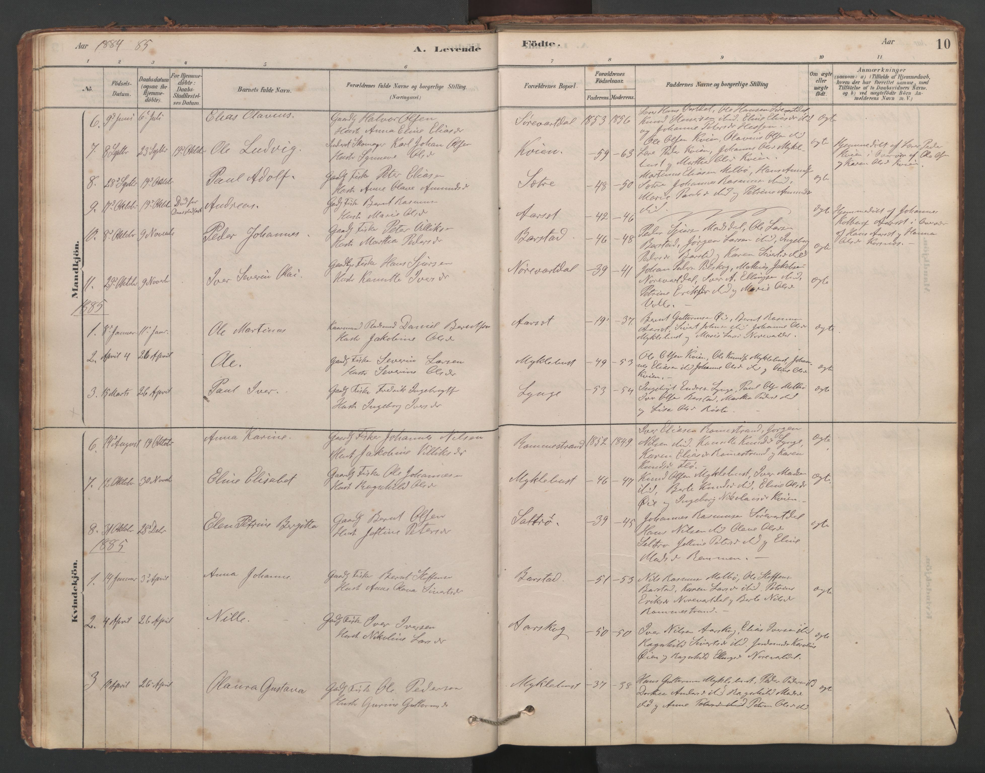 Ministerialprotokoller, klokkerbøker og fødselsregistre - Møre og Romsdal, AV/SAT-A-1454/514/L0201: Klokkerbok nr. 514C01, 1878-1919, s. 10