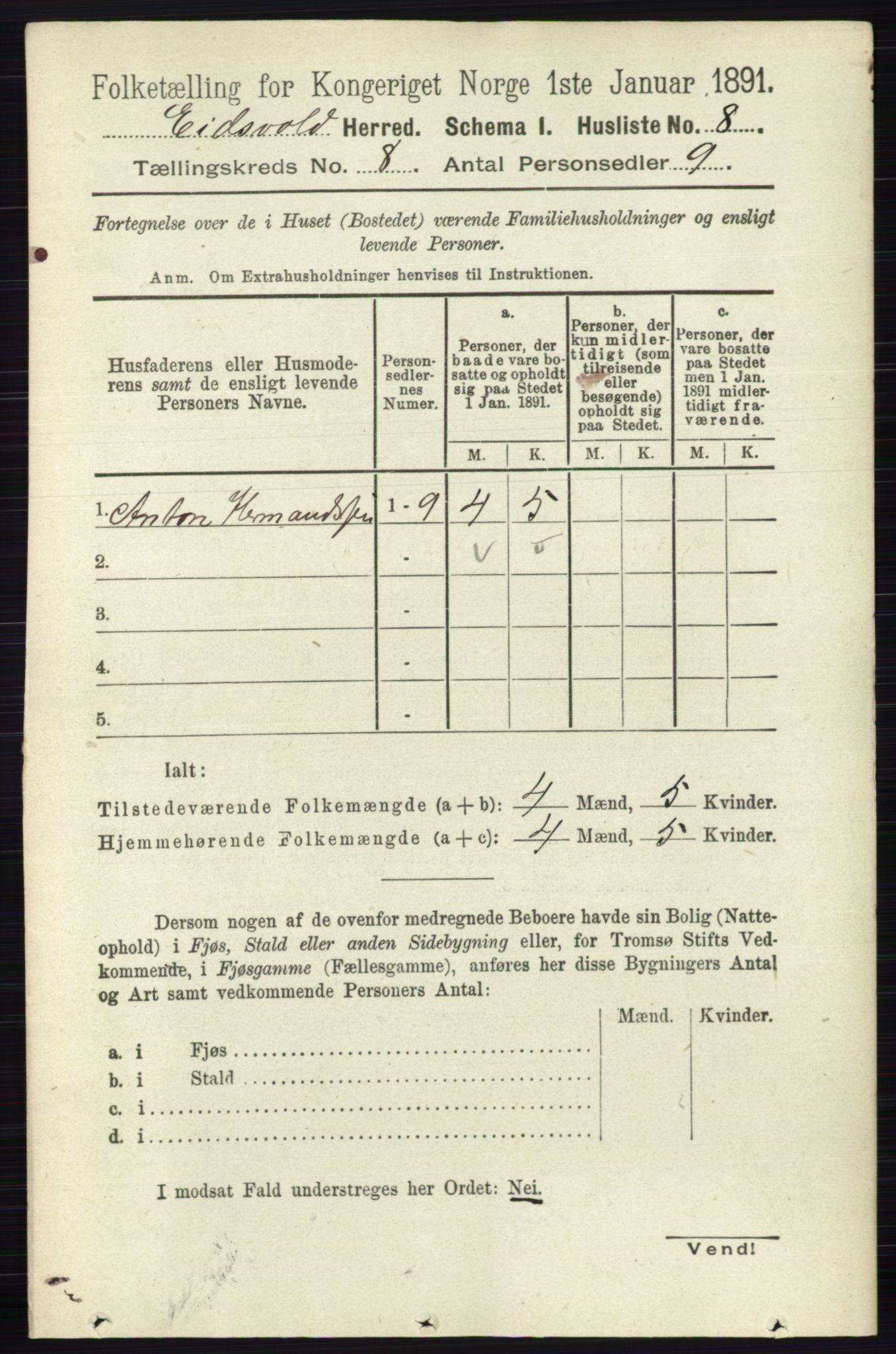 RA, Folketelling 1891 for 0237 Eidsvoll herred, 1891, s. 5111