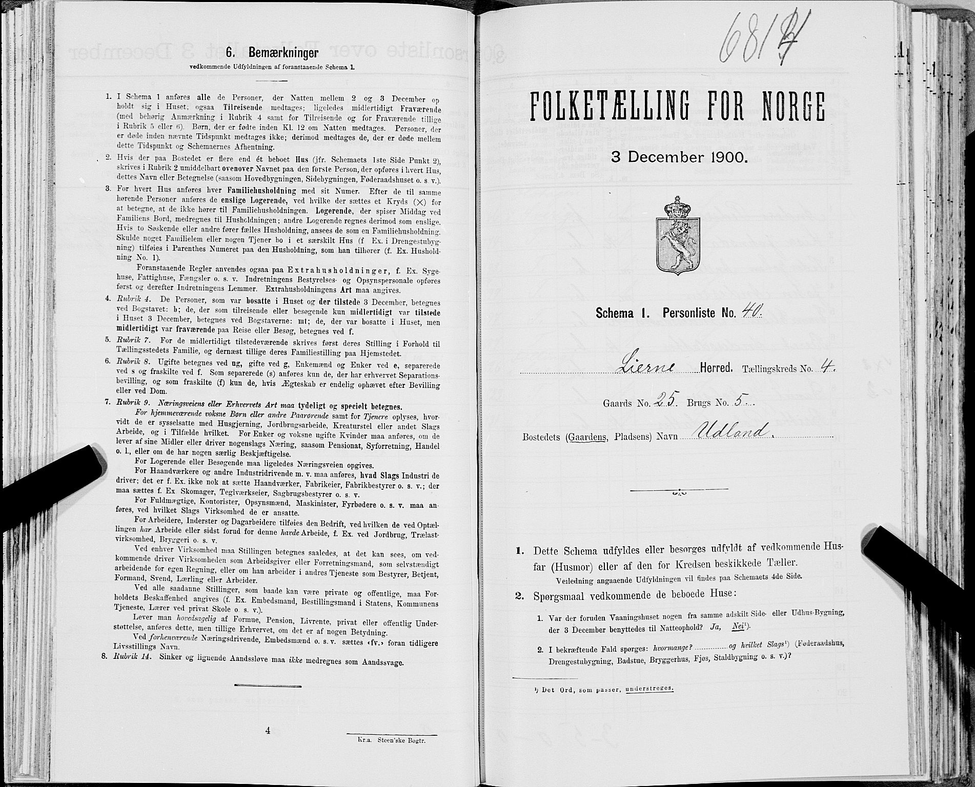 SAT, Folketelling 1900 for 1737 Lierne herred, 1900, s. 498