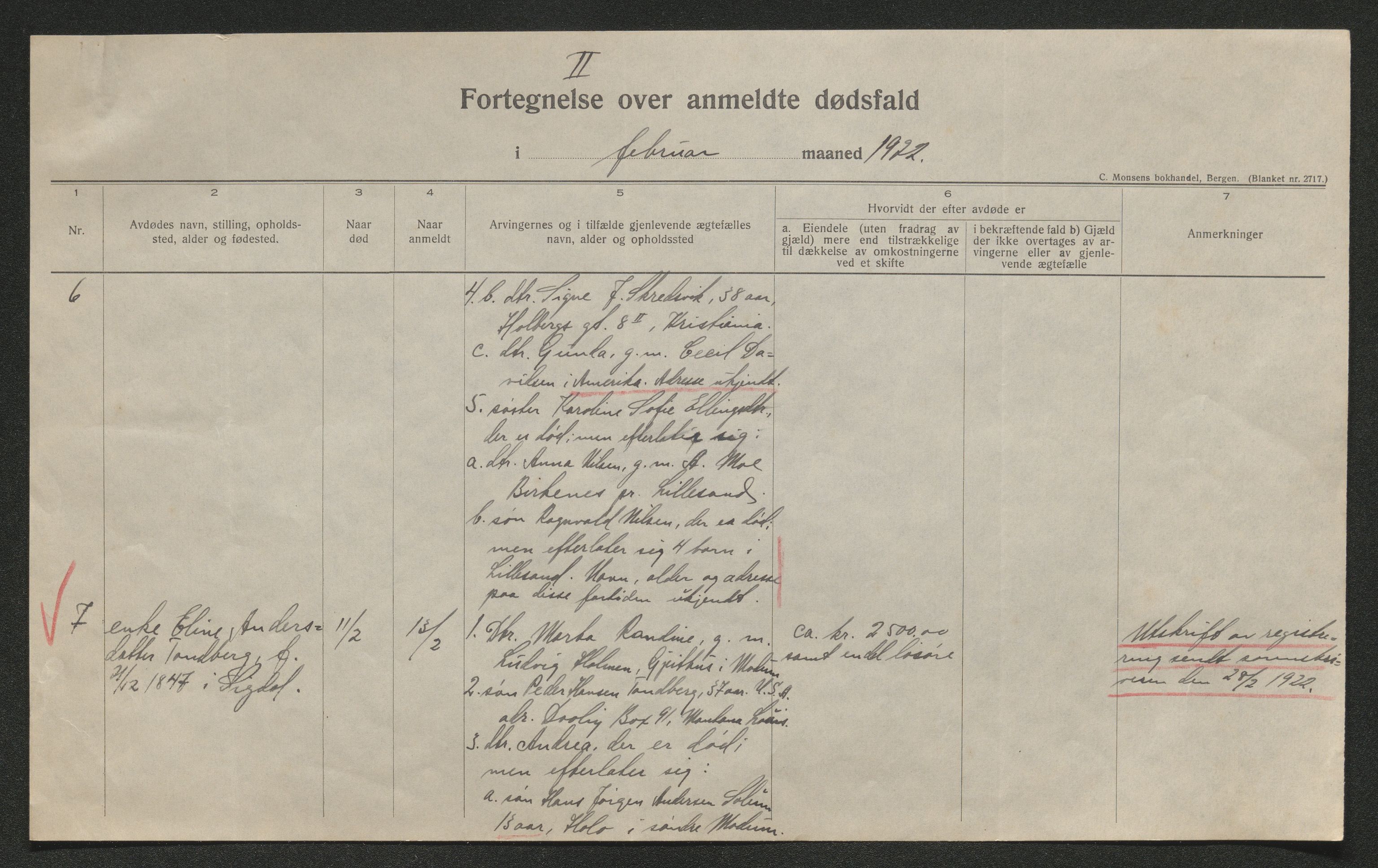 Eiker, Modum og Sigdal sorenskriveri, AV/SAKO-A-123/H/Ha/Hab/L0041: Dødsfallsmeldinger, 1922-1923, s. 53