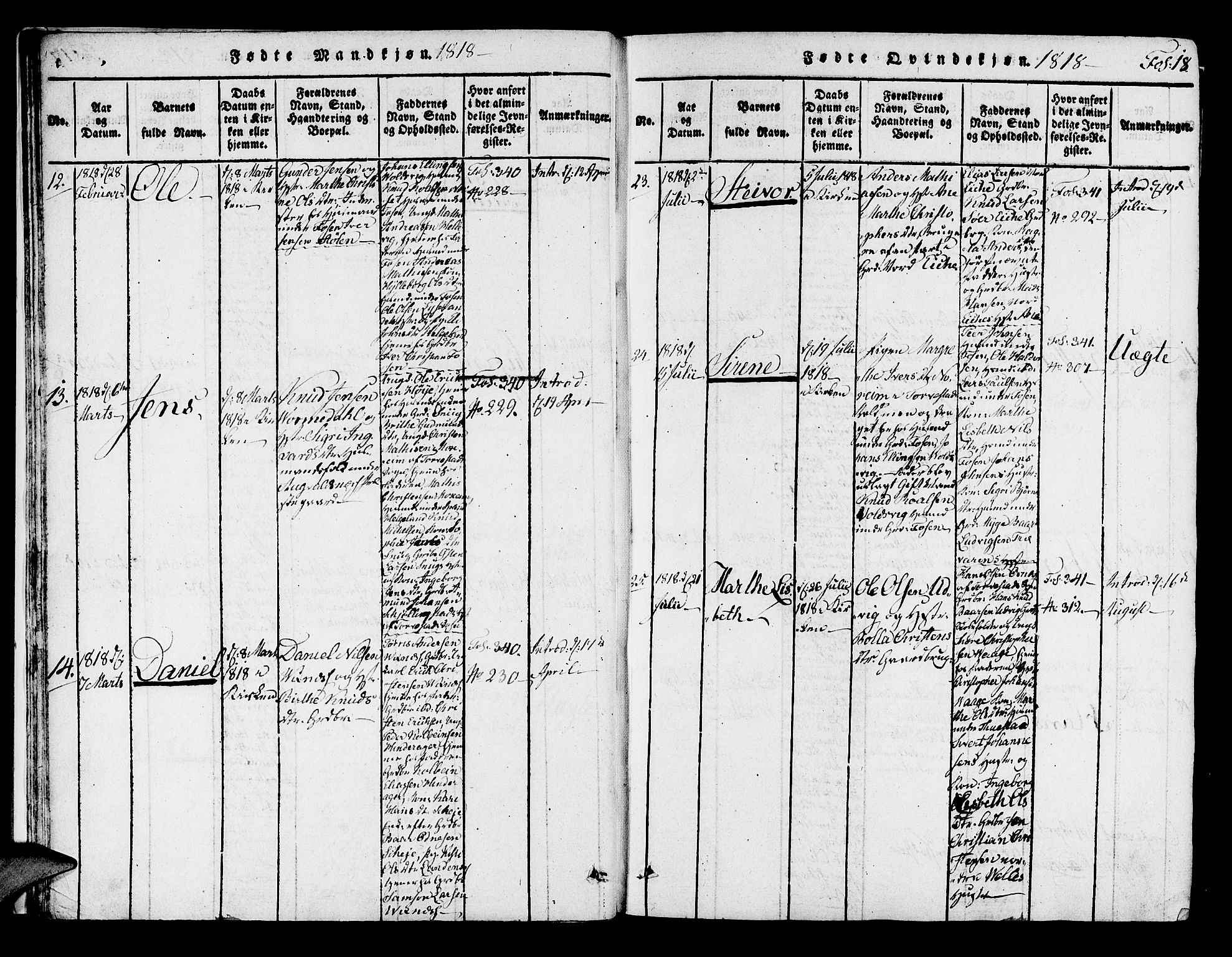 Avaldsnes sokneprestkontor, AV/SAST-A -101851/H/Ha/Haa/L0004: Ministerialbok nr. A 4, 1816-1825, s. 18