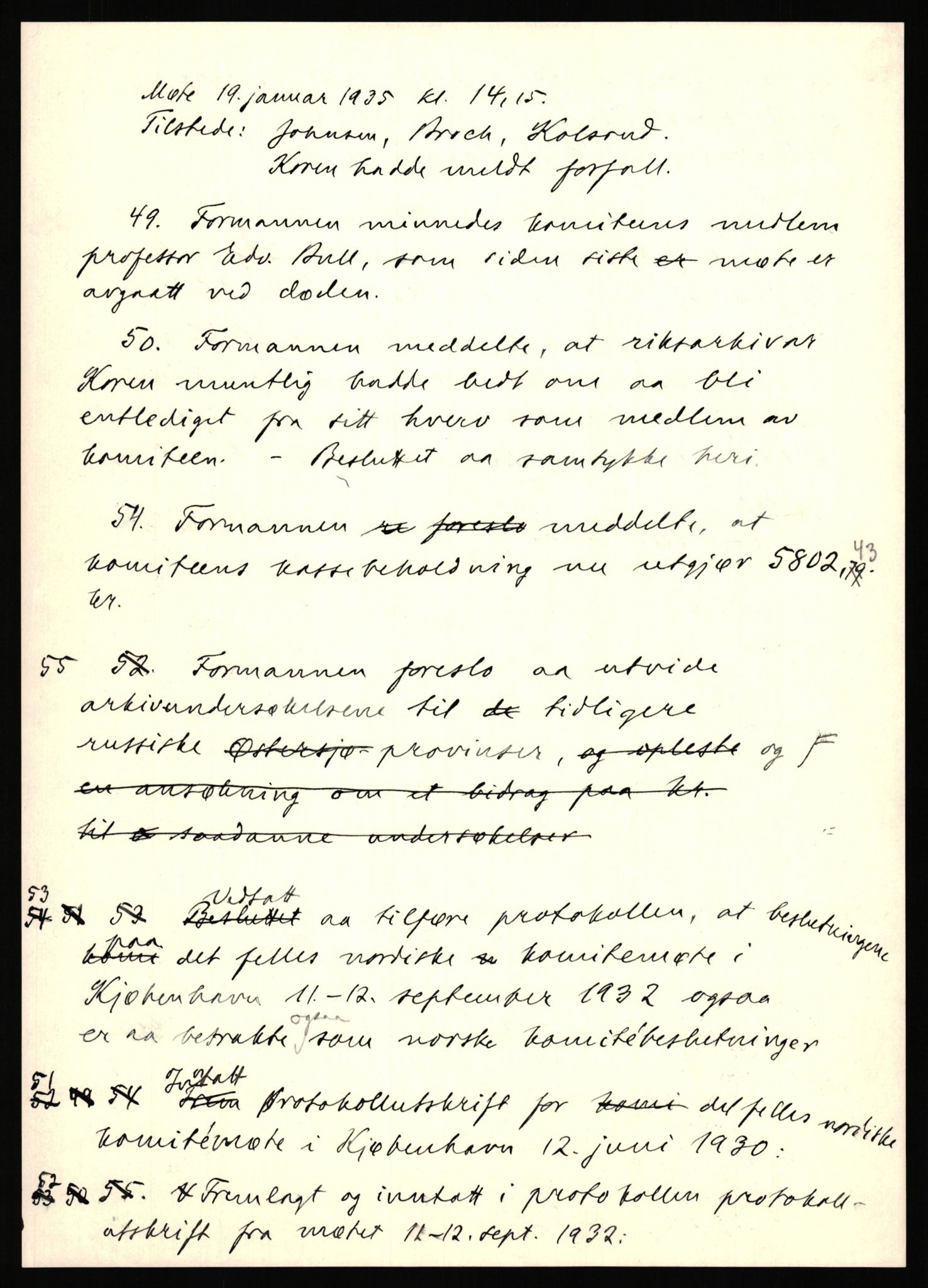 Den norske historiske forenings komite for arkivgranskning i Russland, AV/RA-PA-0409/F/L0001/0002: -- / Referat og utskrifter fra forhandlingsprotokoll, 1935, s. 3