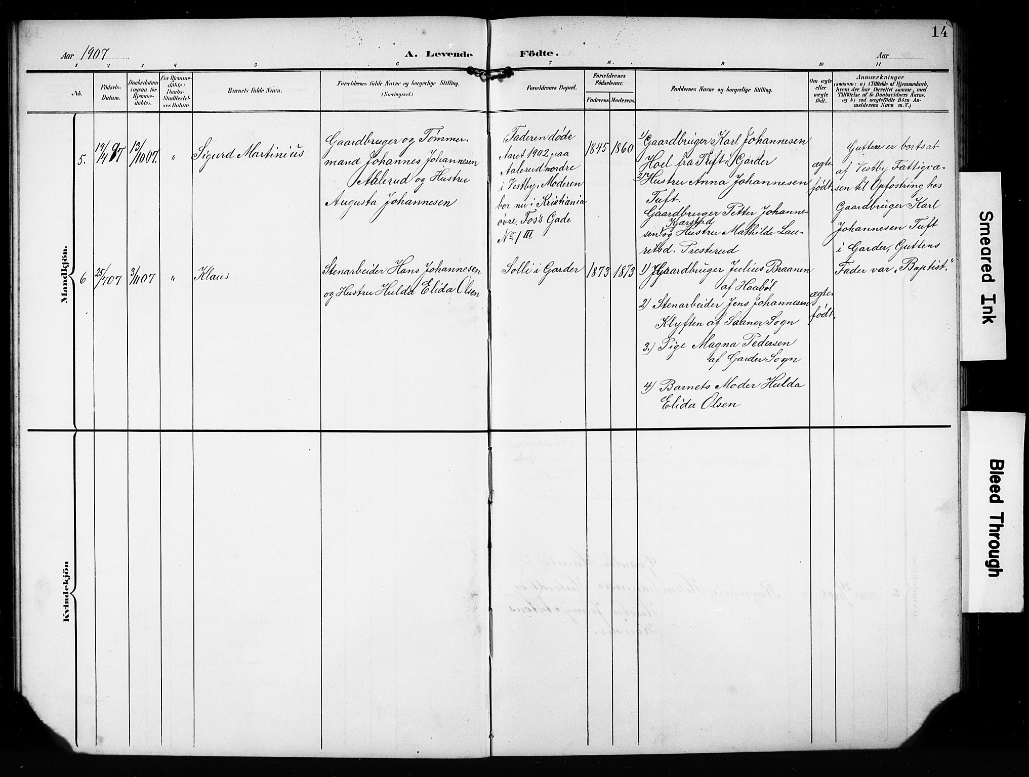 Vestby prestekontor Kirkebøker, AV/SAO-A-10893/G/Gc/L0003: Klokkerbok nr. III 3, 1903-1927, s. 14