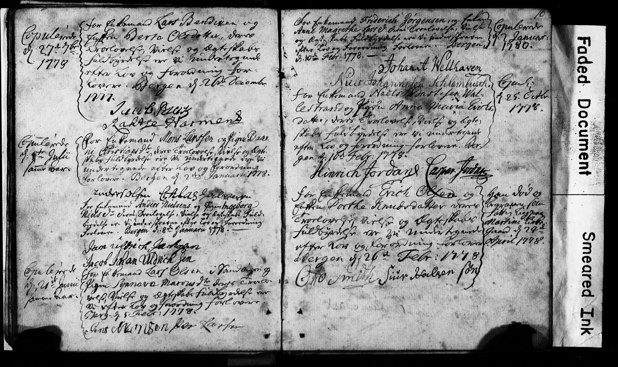 Korskirken sokneprestembete, SAB/A-76101: Forlovererklæringer nr. II.5.1, 1776-1816, s. 16