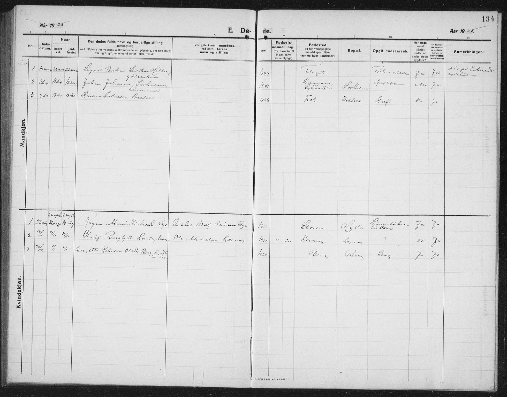 Ministerialprotokoller, klokkerbøker og fødselsregistre - Nord-Trøndelag, AV/SAT-A-1458/731/L0312: Klokkerbok nr. 731C03, 1911-1935, s. 134