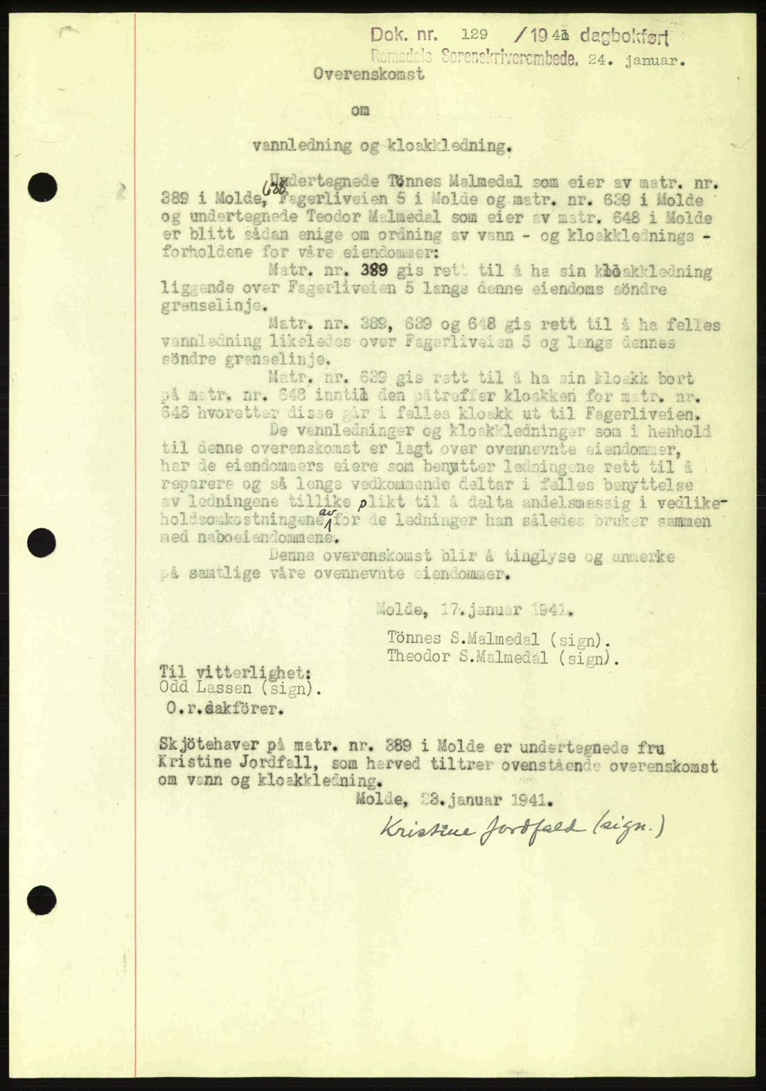 Romsdal sorenskriveri, SAT/A-4149/1/2/2C: Pantebok nr. A9, 1940-1941, Dagboknr: 129/1941