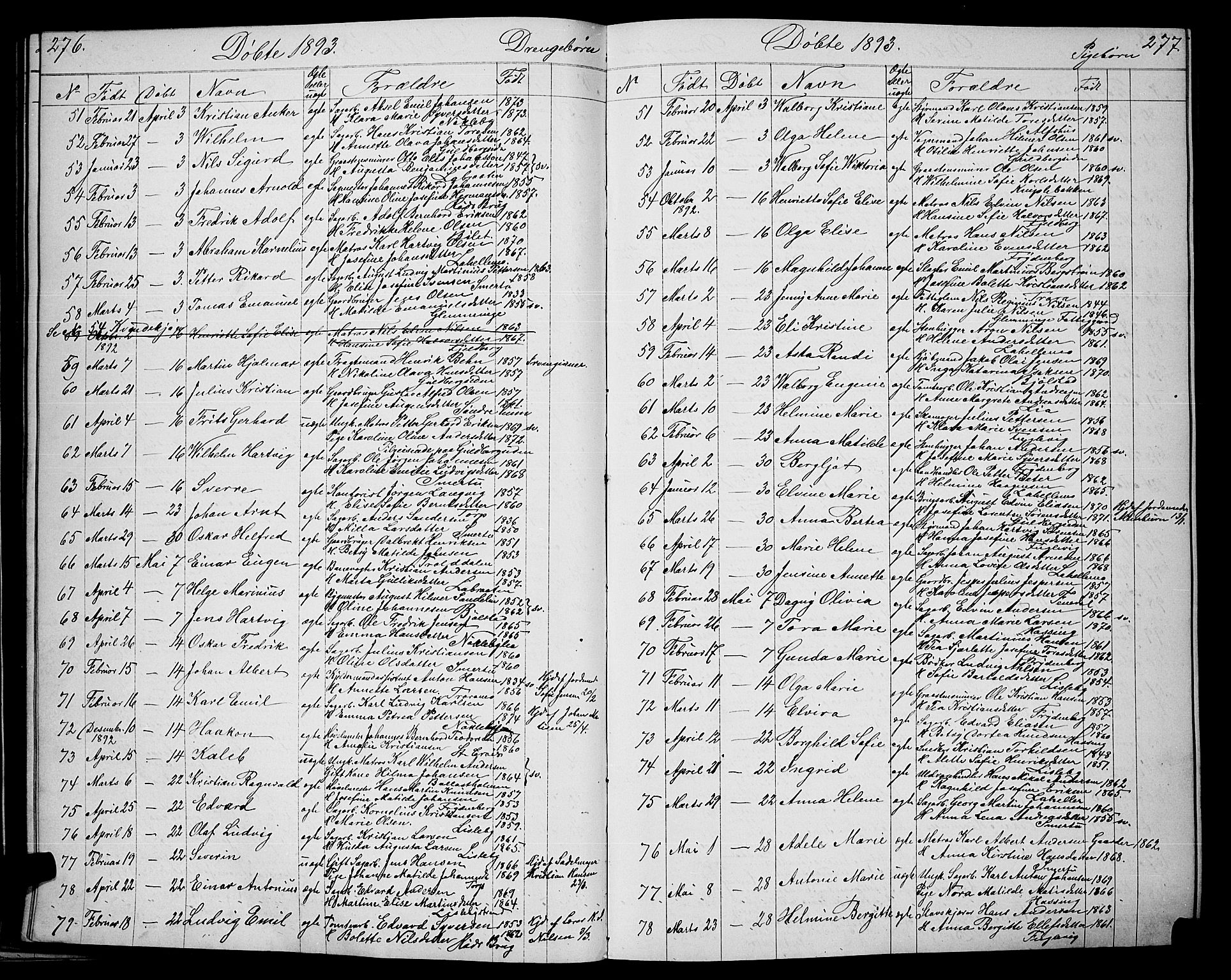 Glemmen prestekontor Kirkebøker, AV/SAO-A-10908/G/Ga/L0005: Klokkerbok nr. 5, 1876-1893, s. 276-277