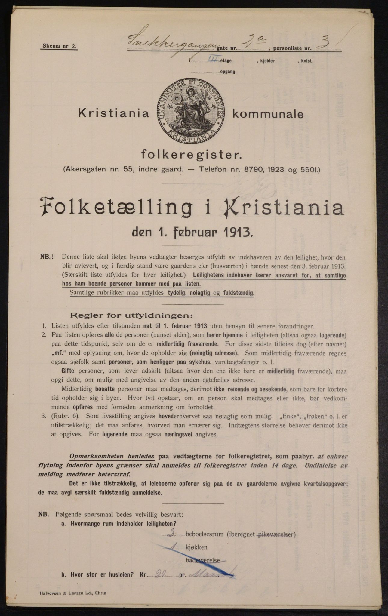 OBA, Kommunal folketelling 1.2.1913 for Kristiania, 1913, s. 97967