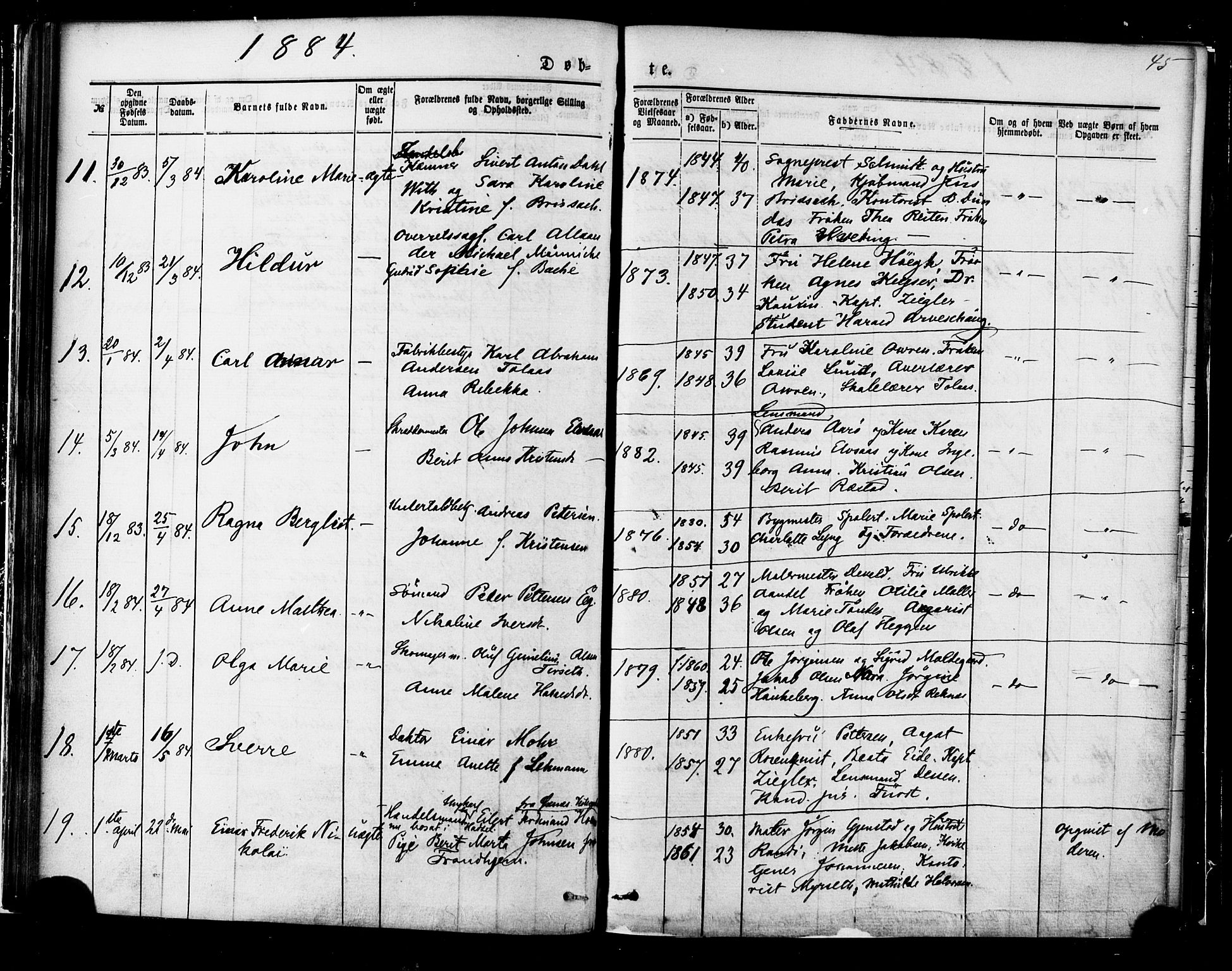 Ministerialprotokoller, klokkerbøker og fødselsregistre - Møre og Romsdal, AV/SAT-A-1454/558/L0691: Ministerialbok nr. 558A05, 1873-1886, s. 45