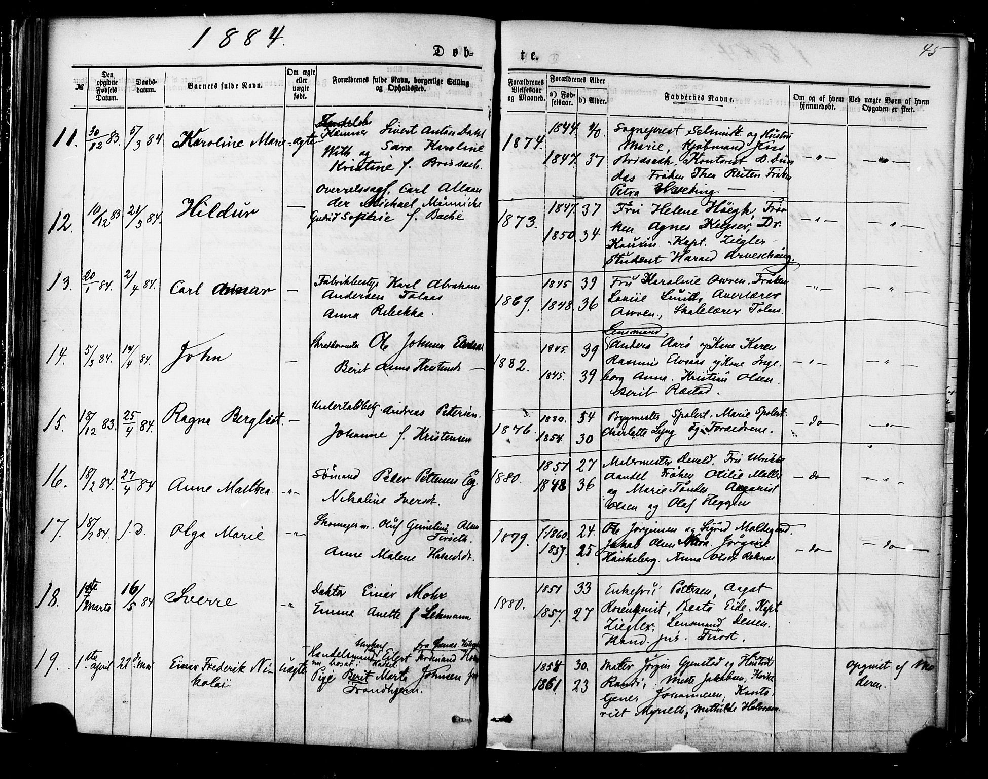 Ministerialprotokoller, klokkerbøker og fødselsregistre - Møre og Romsdal, SAT/A-1454/558/L0691: Ministerialbok nr. 558A05, 1873-1886, s. 45