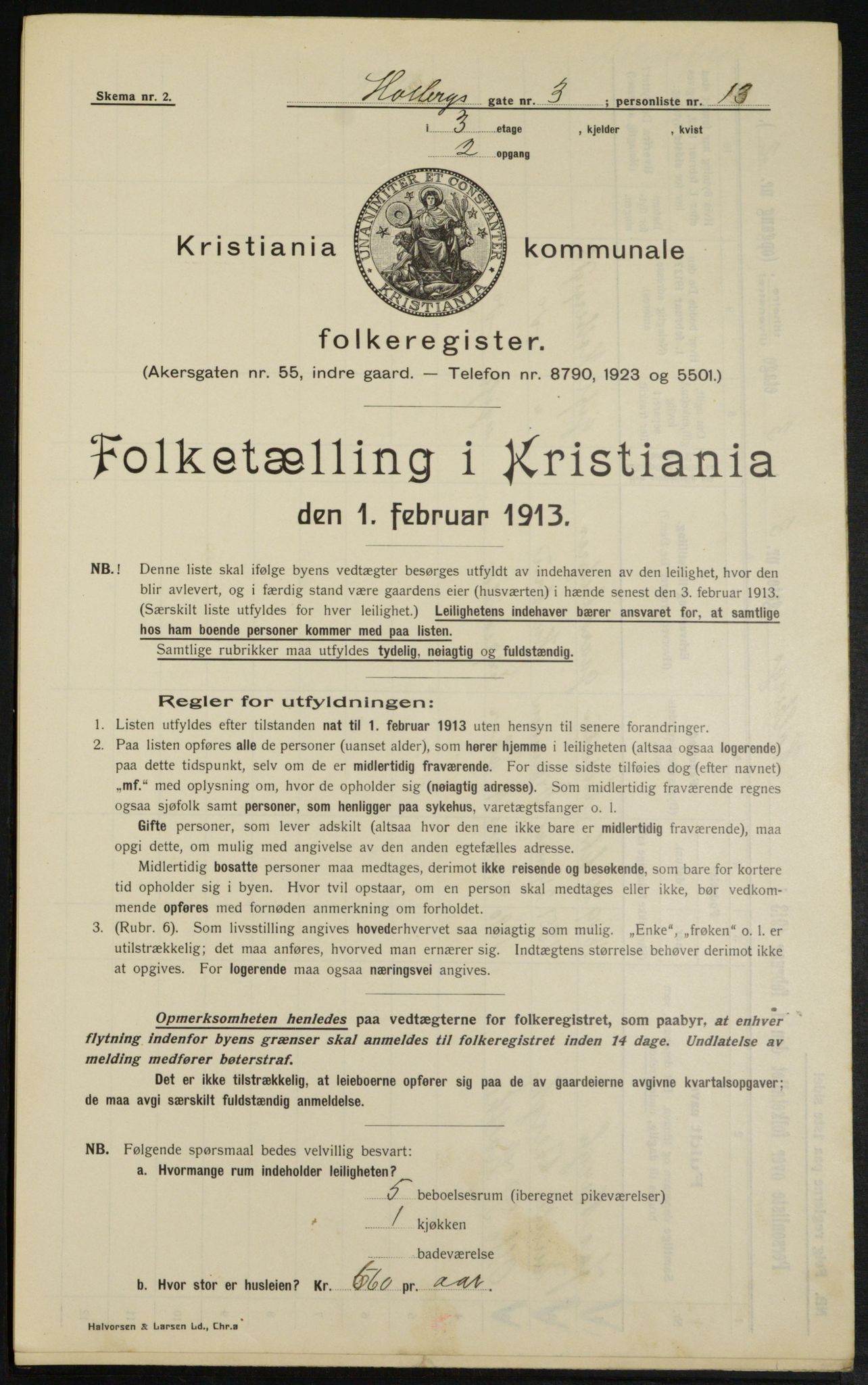 OBA, Kommunal folketelling 1.2.1913 for Kristiania, 1913, s. 40074