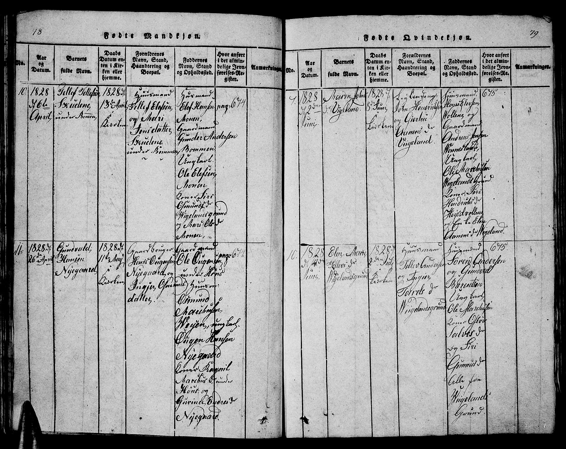 Vennesla sokneprestkontor, AV/SAK-1111-0045/Fb/Fbb/L0001: Klokkerbok nr. B 1, 1820-1834, s. 78-79