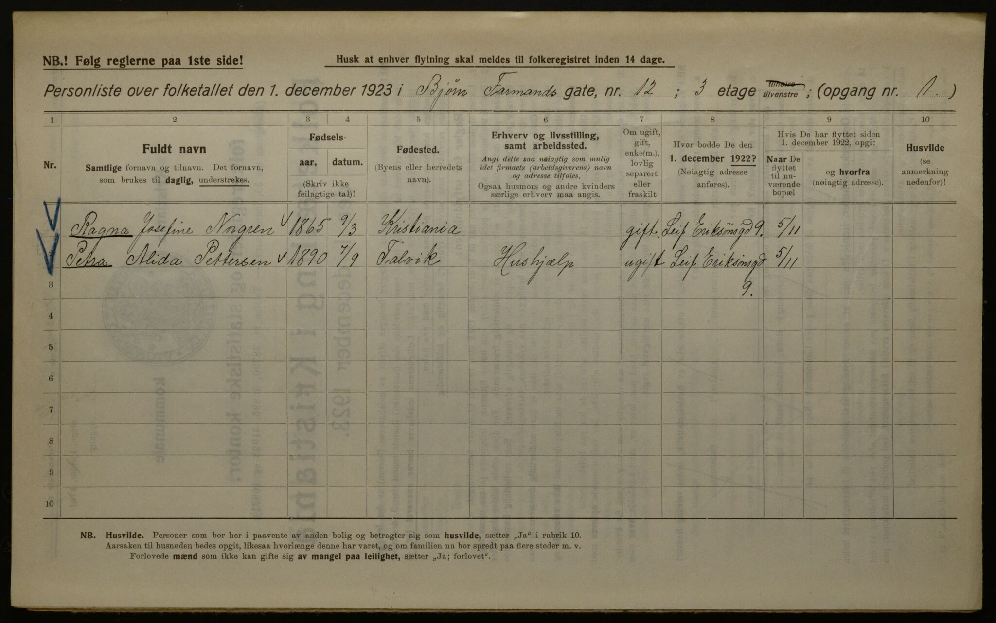 OBA, Kommunal folketelling 1.12.1923 for Kristiania, 1923, s. 7732