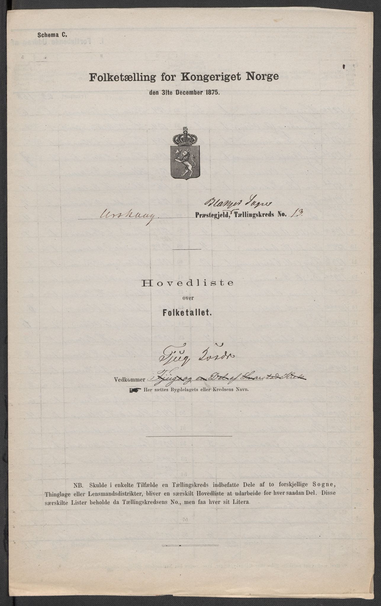 RA, Folketelling 1875 for 0224P Aurskog prestegjeld, 1875, s. 37