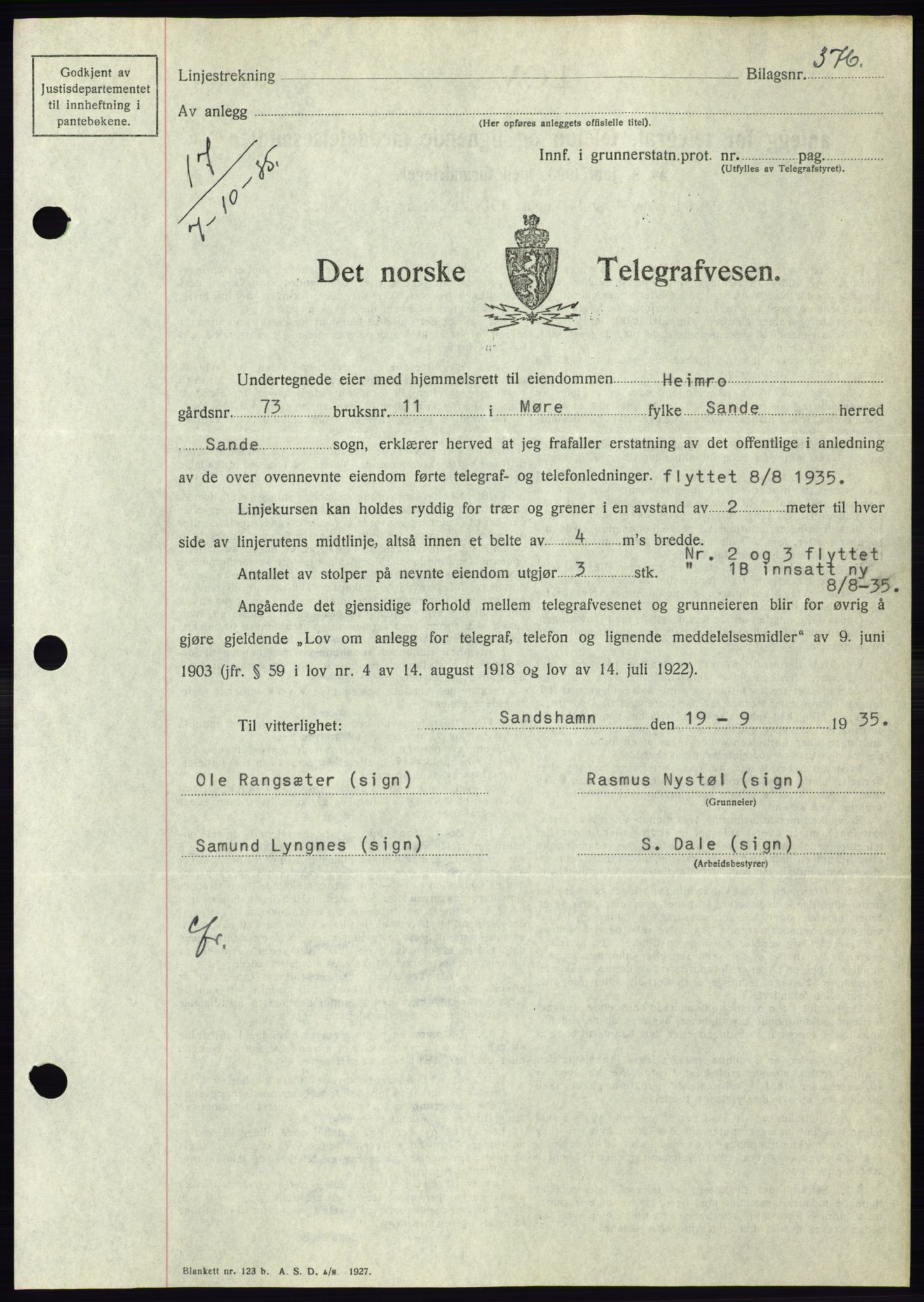 Søre Sunnmøre sorenskriveri, SAT/A-4122/1/2/2C/L0059: Pantebok nr. 53, 1935-1935, Tingl.dato: 07.10.1935