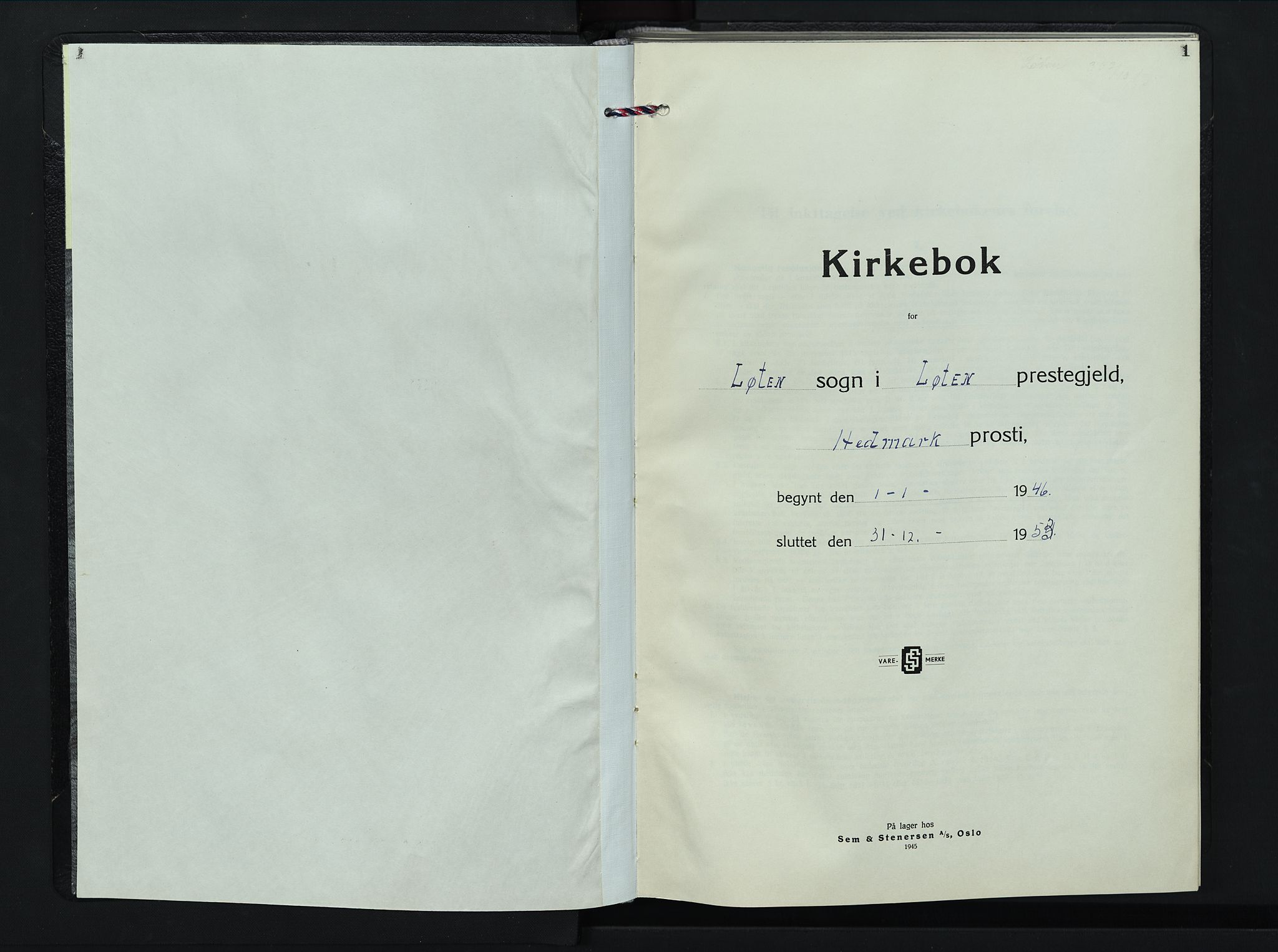 Løten prestekontor, SAH/PREST-022/L/La/L0011: Klokkerbok nr. 11, 1946-1953, s. 1