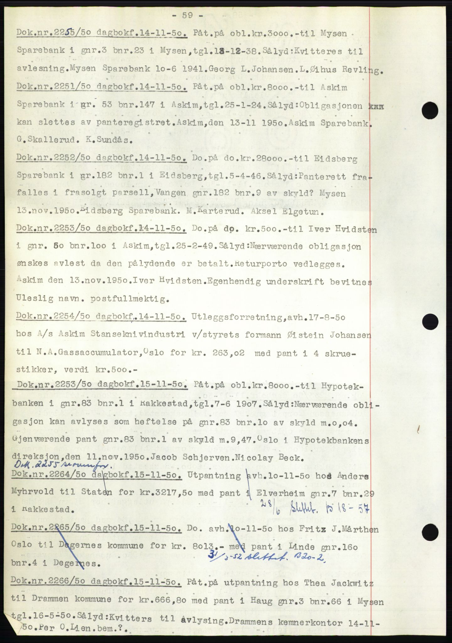 Rakkestad sorenskriveri, SAO/A-10686/G/Gb/Gba/Gbac/L0012: Pantebok nr. B1-4 og B16-20, 1949-1950, Dagboknr: 2255/1950