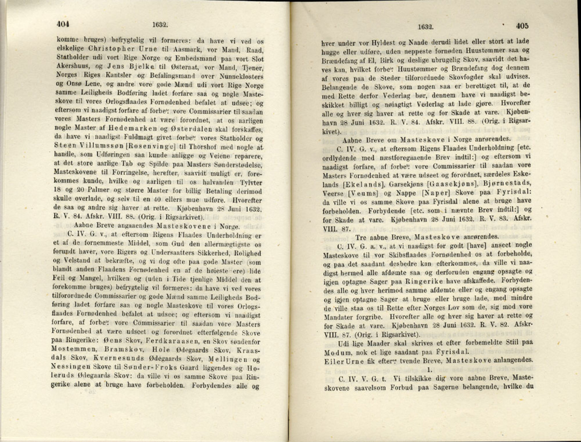 Publikasjoner utgitt av Det Norske Historiske Kildeskriftfond, PUBL/-/-/-: Norske Rigs-Registranter, bind 6, 1628-1634, s. 404-405