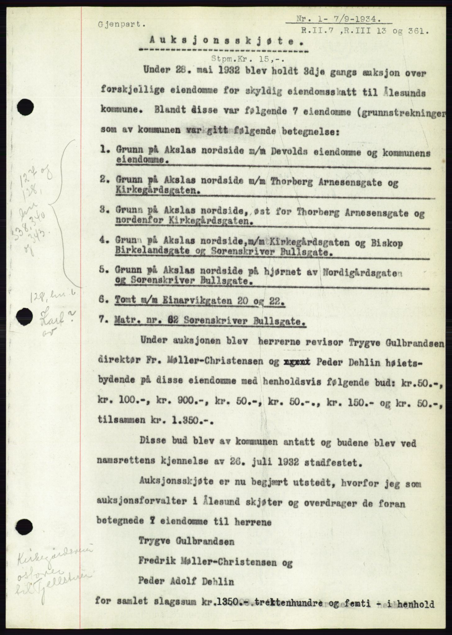 Ålesund byfogd, AV/SAT-A-4384: Pantebok nr. 31, 1933-1934, Tingl.dato: 07.09.1934