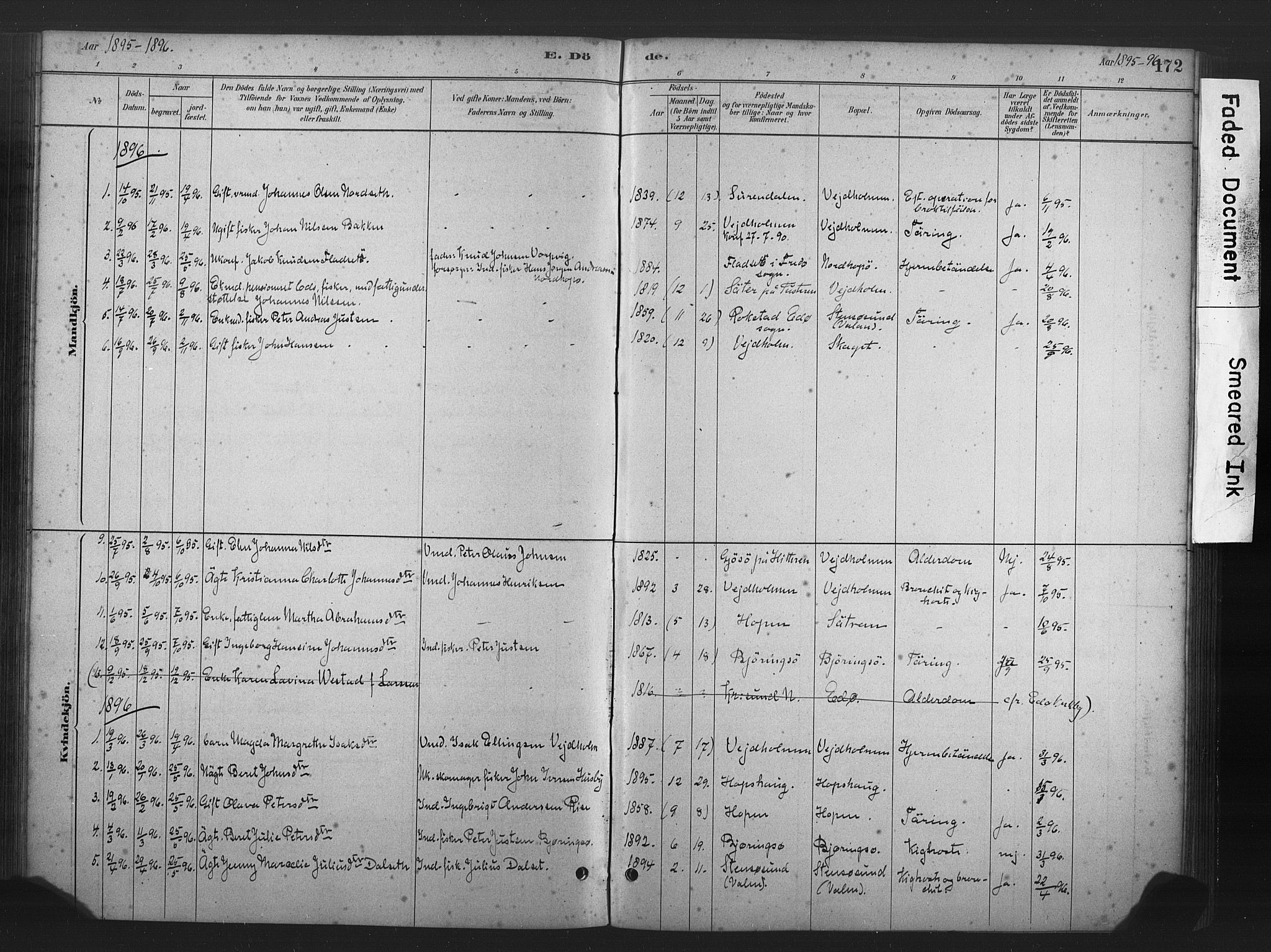 Ministerialprotokoller, klokkerbøker og fødselsregistre - Møre og Romsdal, AV/SAT-A-1454/583/L0954: Ministerialbok nr. 583A01, 1880-1906, s. 172