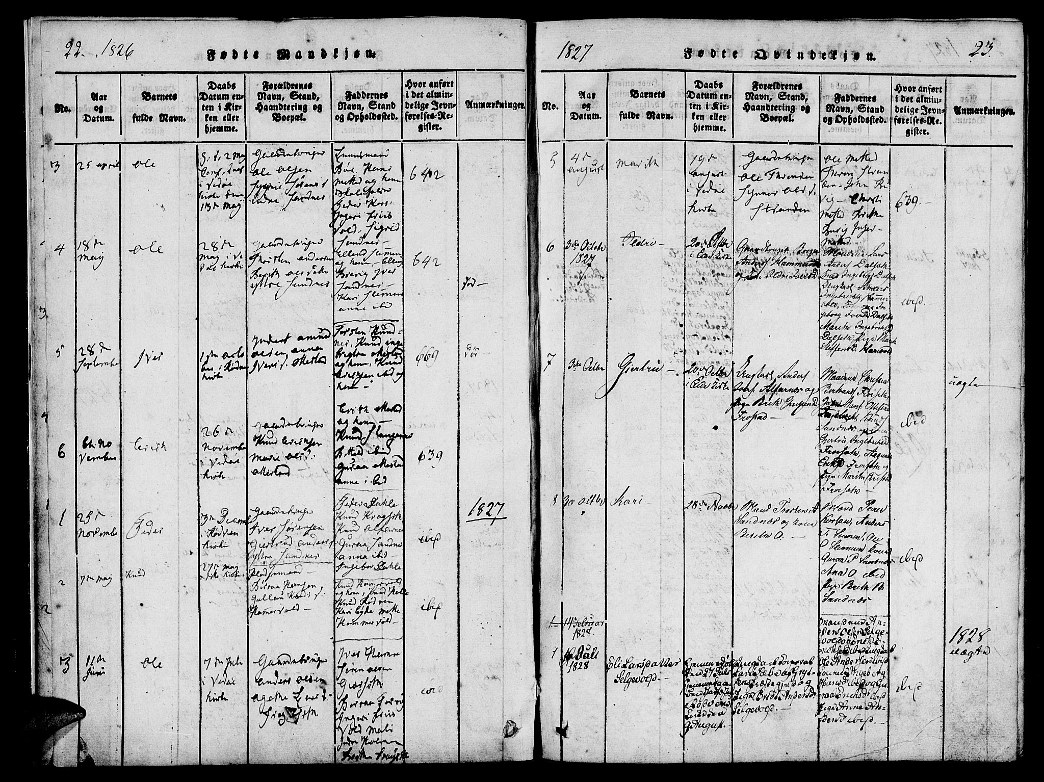 Ministerialprotokoller, klokkerbøker og fødselsregistre - Møre og Romsdal, AV/SAT-A-1454/548/L0612: Ministerialbok nr. 548A01, 1818-1846, s. 22-23