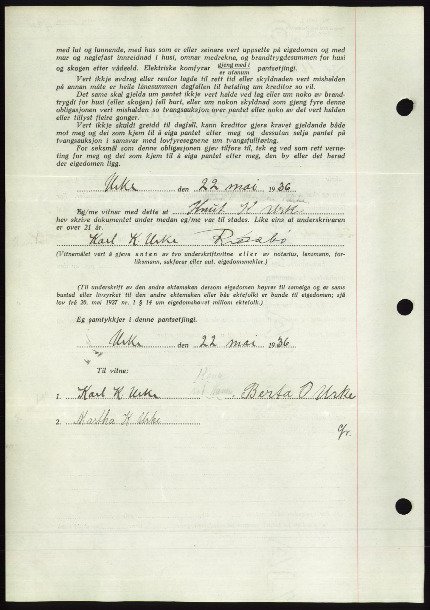 Søre Sunnmøre sorenskriveri, AV/SAT-A-4122/1/2/2C/L0060: Pantebok nr. 54, 1935-1936, Tingl.dato: 25.05.1936