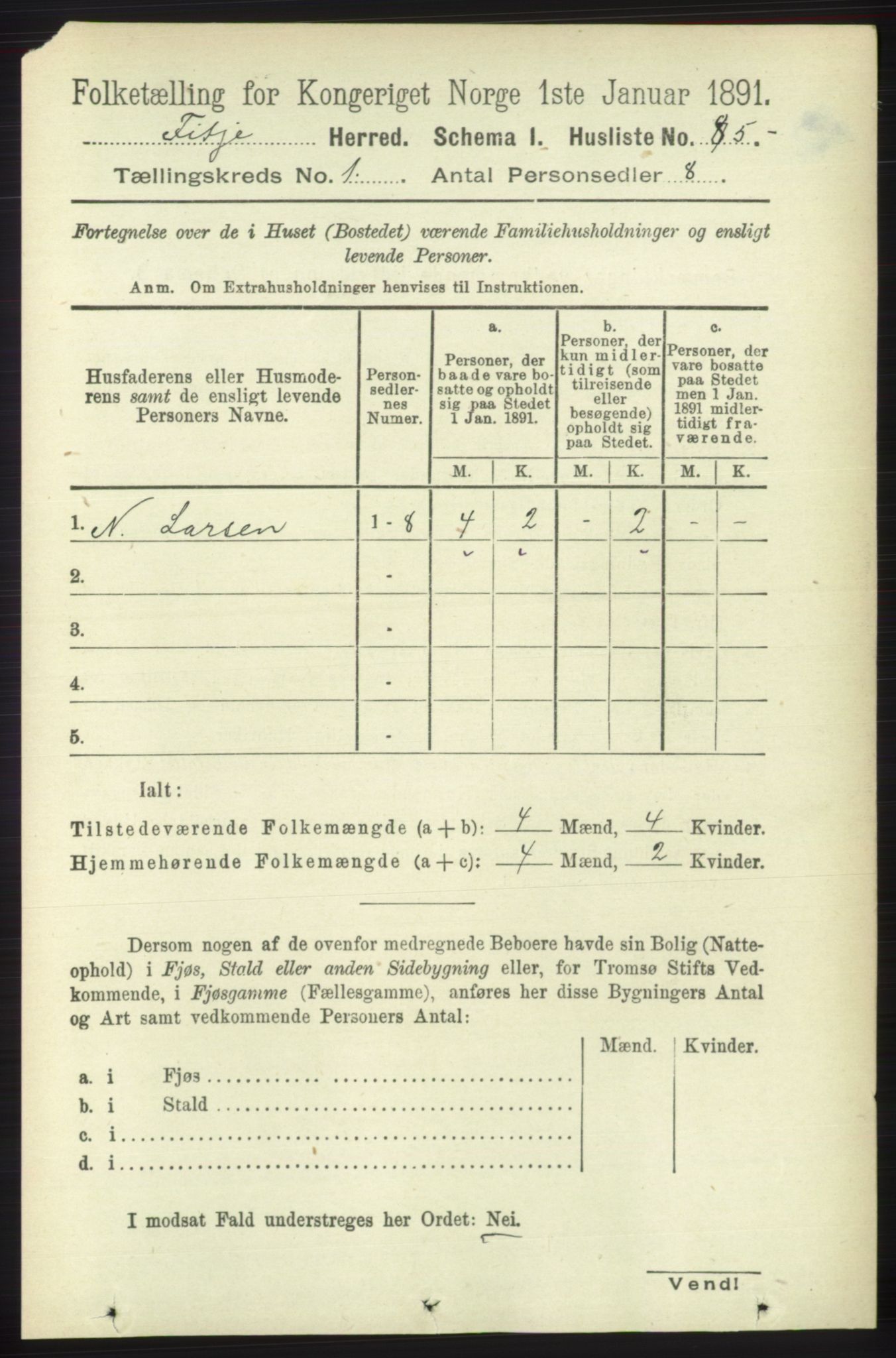 RA, Folketelling 1891 for 1222 Fitjar herred, 1891, s. 104