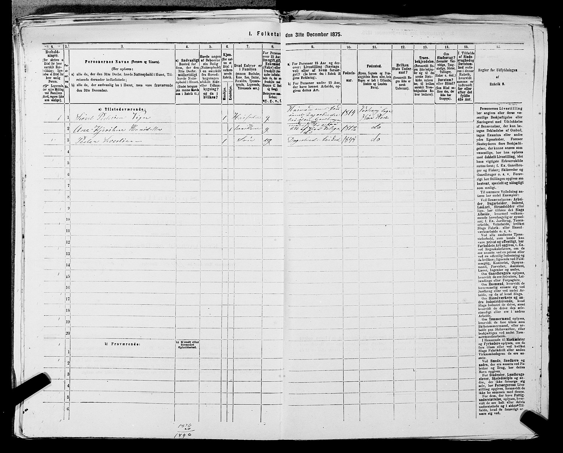 SAST, Folketelling 1875 for 1119P Hå prestegjeld, 1875, s. 793