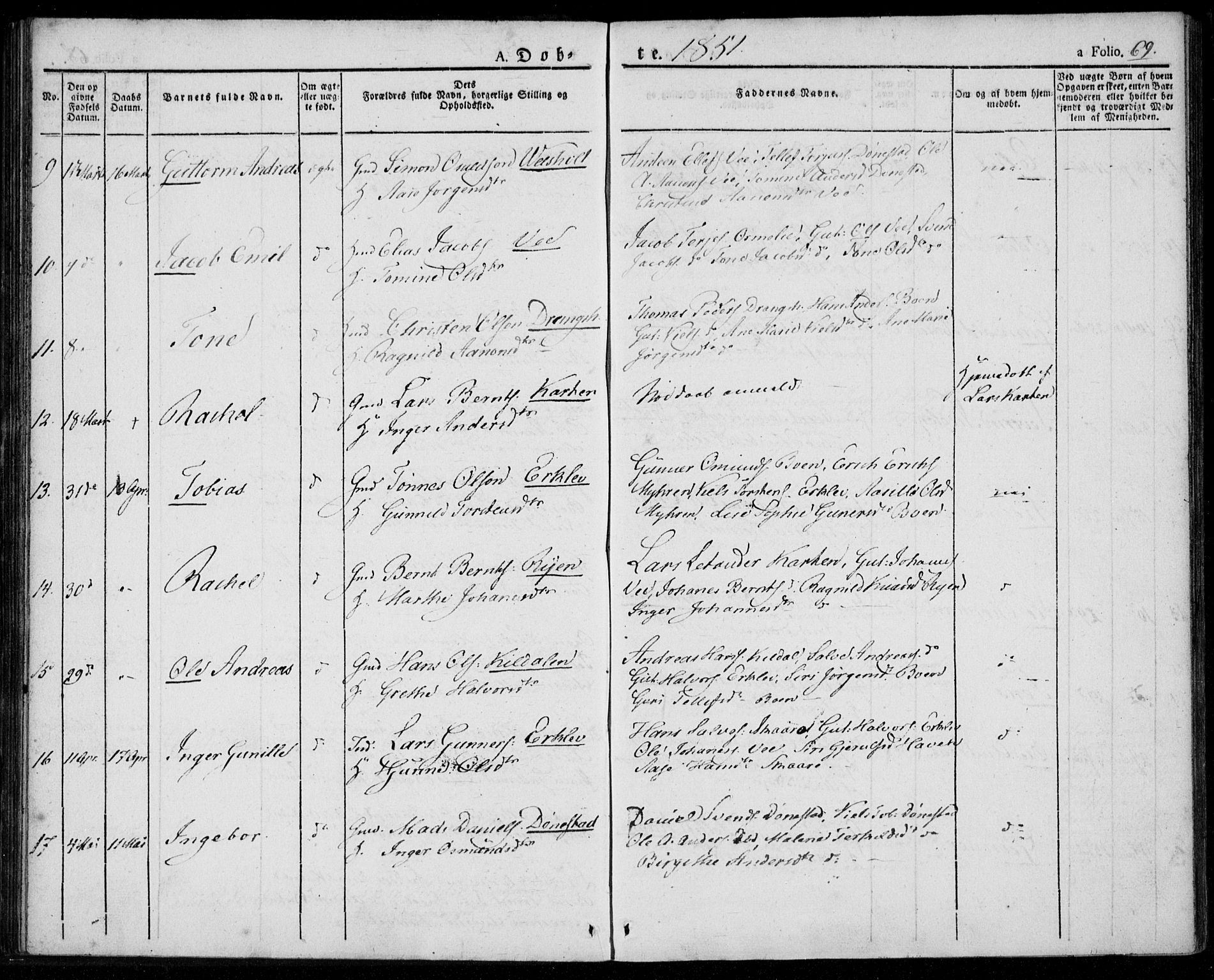 Tveit sokneprestkontor, AV/SAK-1111-0043/F/Fa/L0003: Ministerialbok nr. A 3, 1829-1852, s. 69