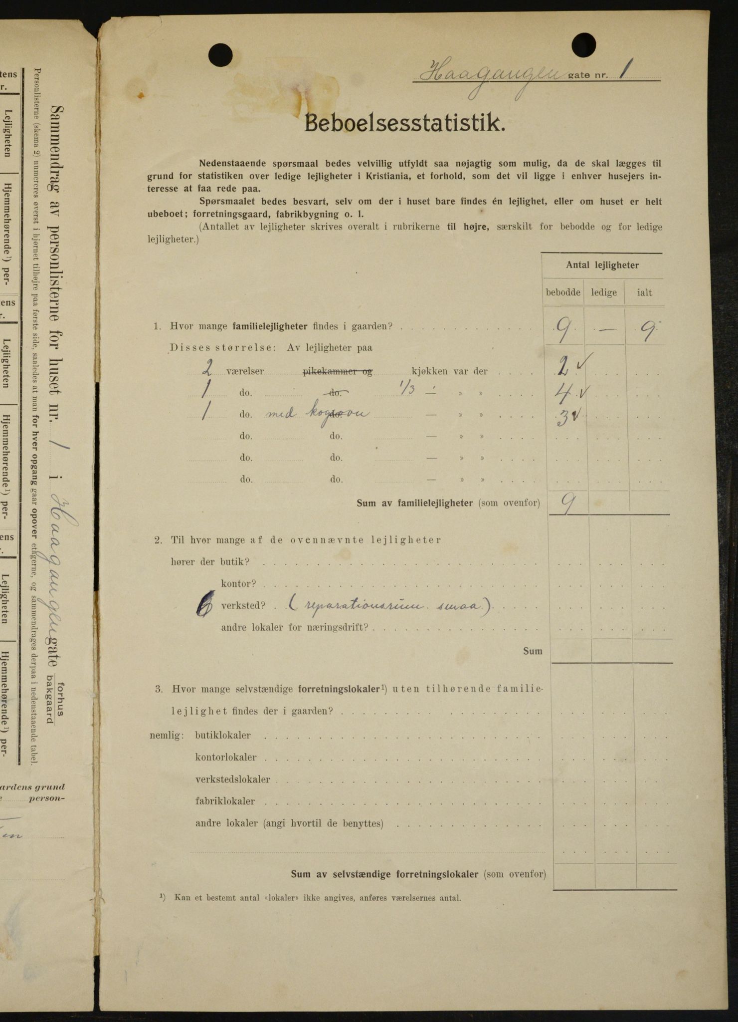 OBA, Kommunal folketelling 1.2.1909 for Kristiania kjøpstad, 1909, s. 38771