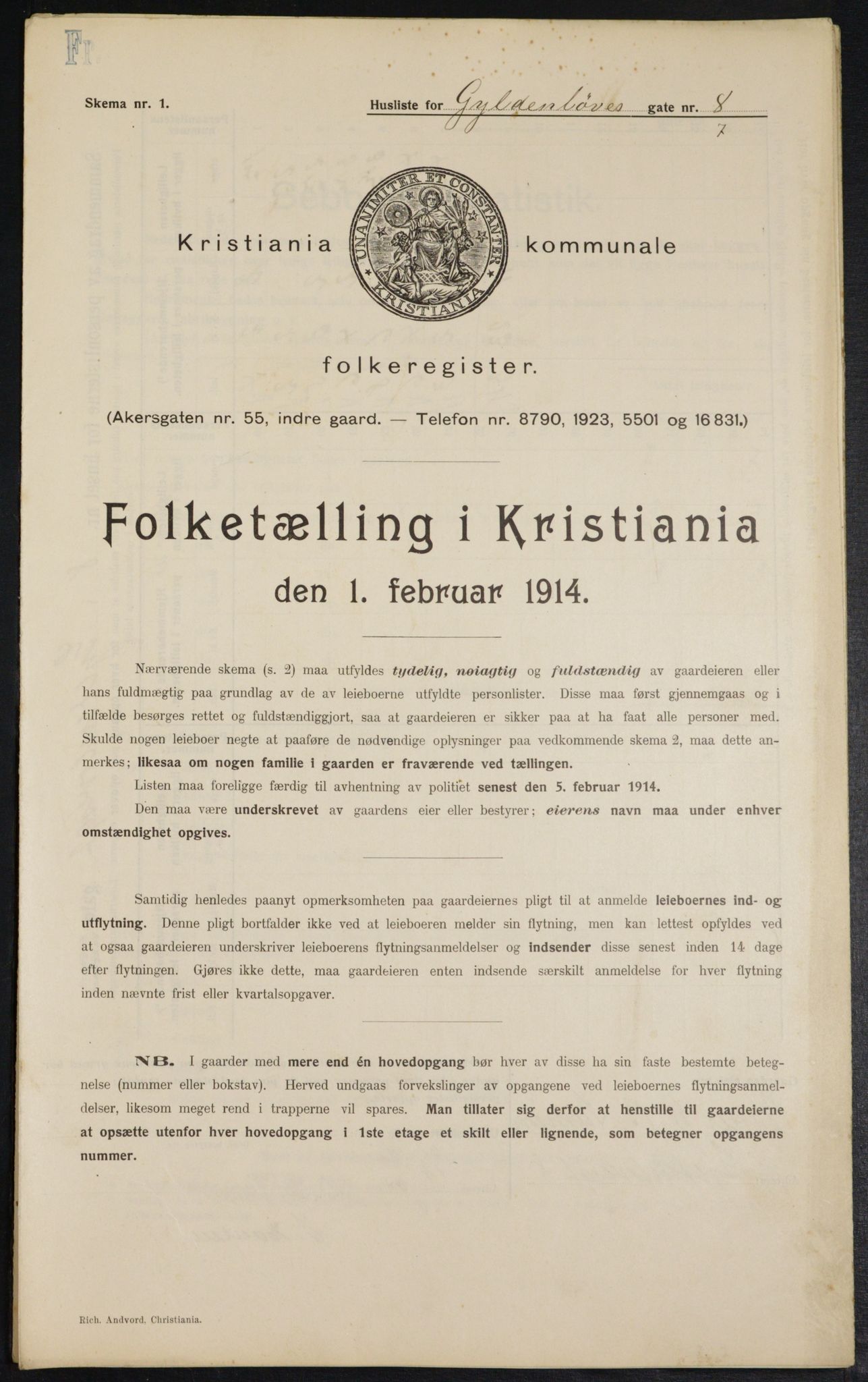 OBA, Kommunal folketelling 1.2.1914 for Kristiania, 1914, s. 32601