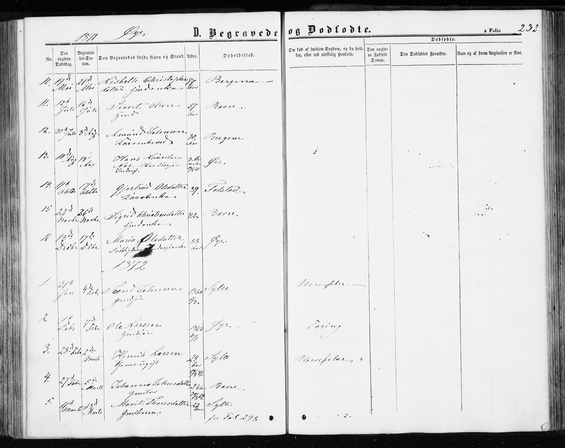 Ministerialprotokoller, klokkerbøker og fødselsregistre - Møre og Romsdal, AV/SAT-A-1454/595/L1045: Ministerialbok nr. 595A07, 1863-1873, s. 232