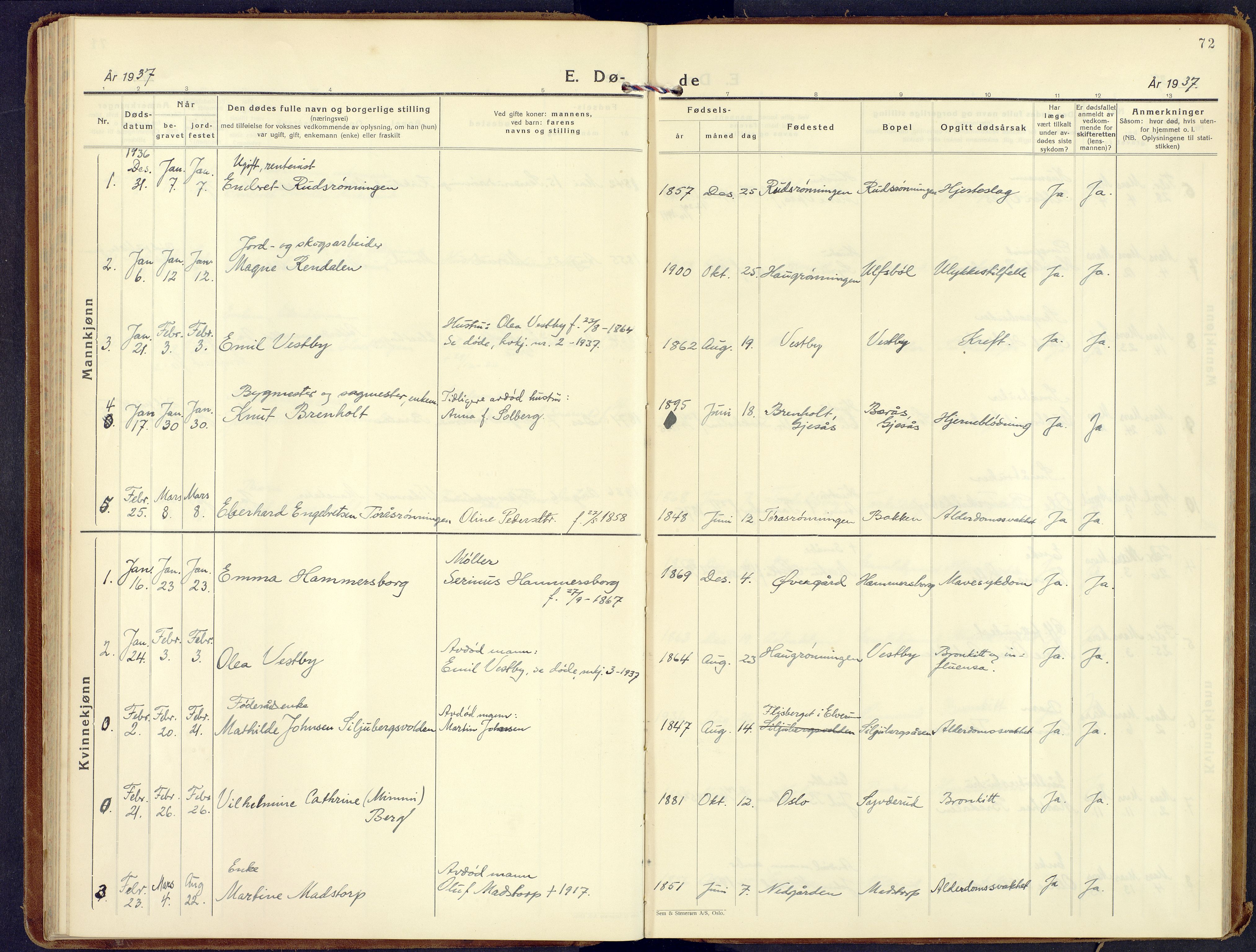 Våler prestekontor, Hedmark, AV/SAH-PREST-040/H/Ha/Haa/L0012: Ministerialbok nr. 12, 1933-1952, s. 72