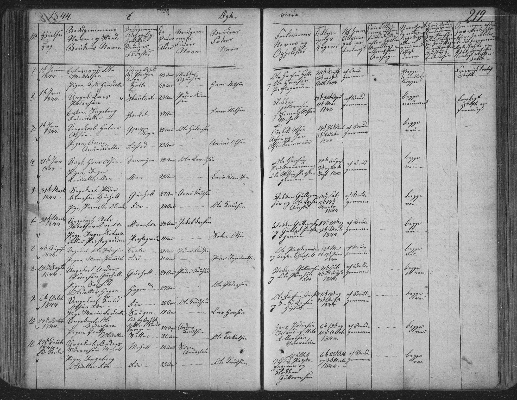 Siljan kirkebøker, SAKO/A-300/F/Fa/L0001: Ministerialbok nr. 1, 1831-1870, s. 219