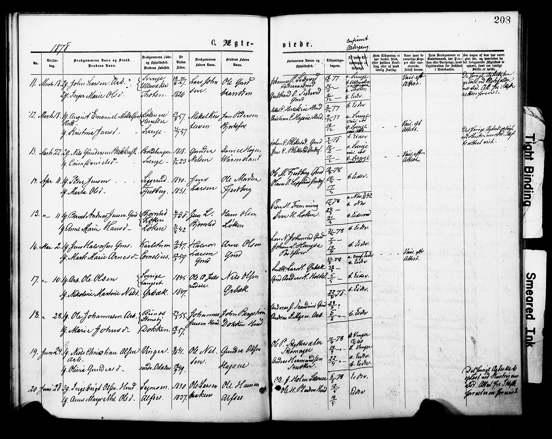 Eidsvoll prestekontor Kirkebøker, AV/SAO-A-10888/F/Fa/L0001: Ministerialbok nr. I 1, 1877-1881, s. 208