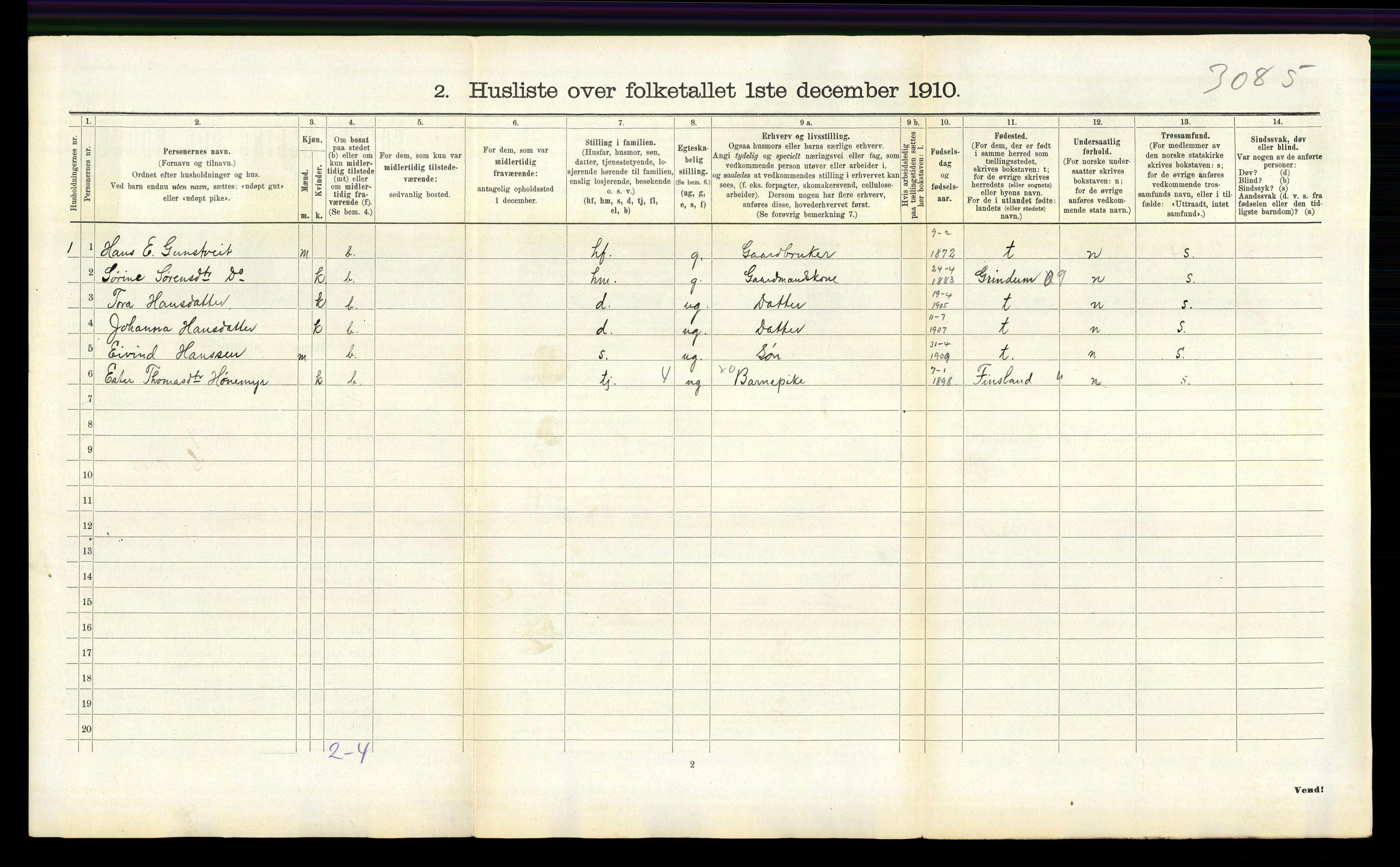 RA, Folketelling 1910 for 1015 Hægeland herred, 1910, s. 111