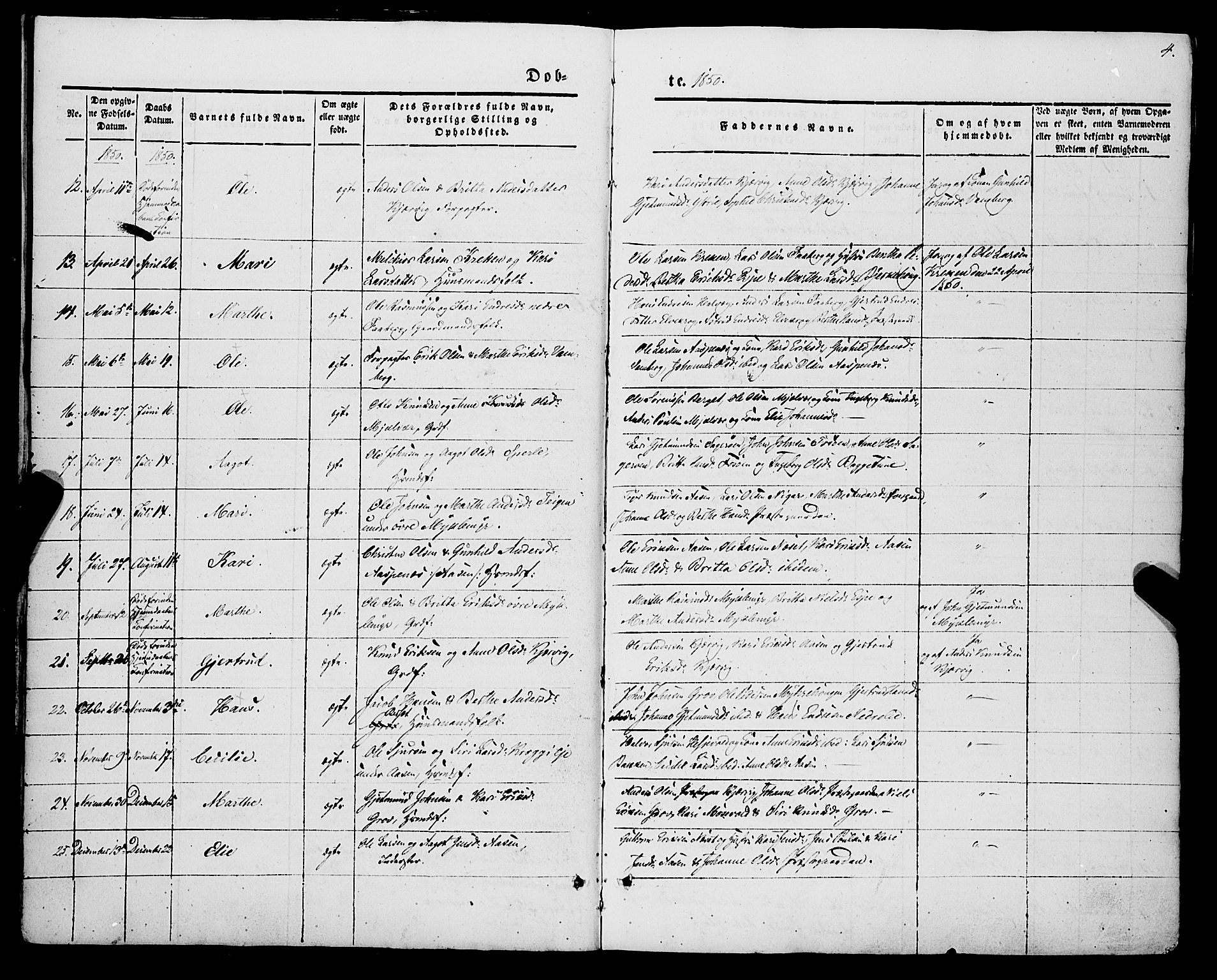 Jostedal sokneprestembete, AV/SAB-A-80601/H/Haa/Haaa/L0005: Ministerialbok nr. A 5, 1849-1877, s. 4