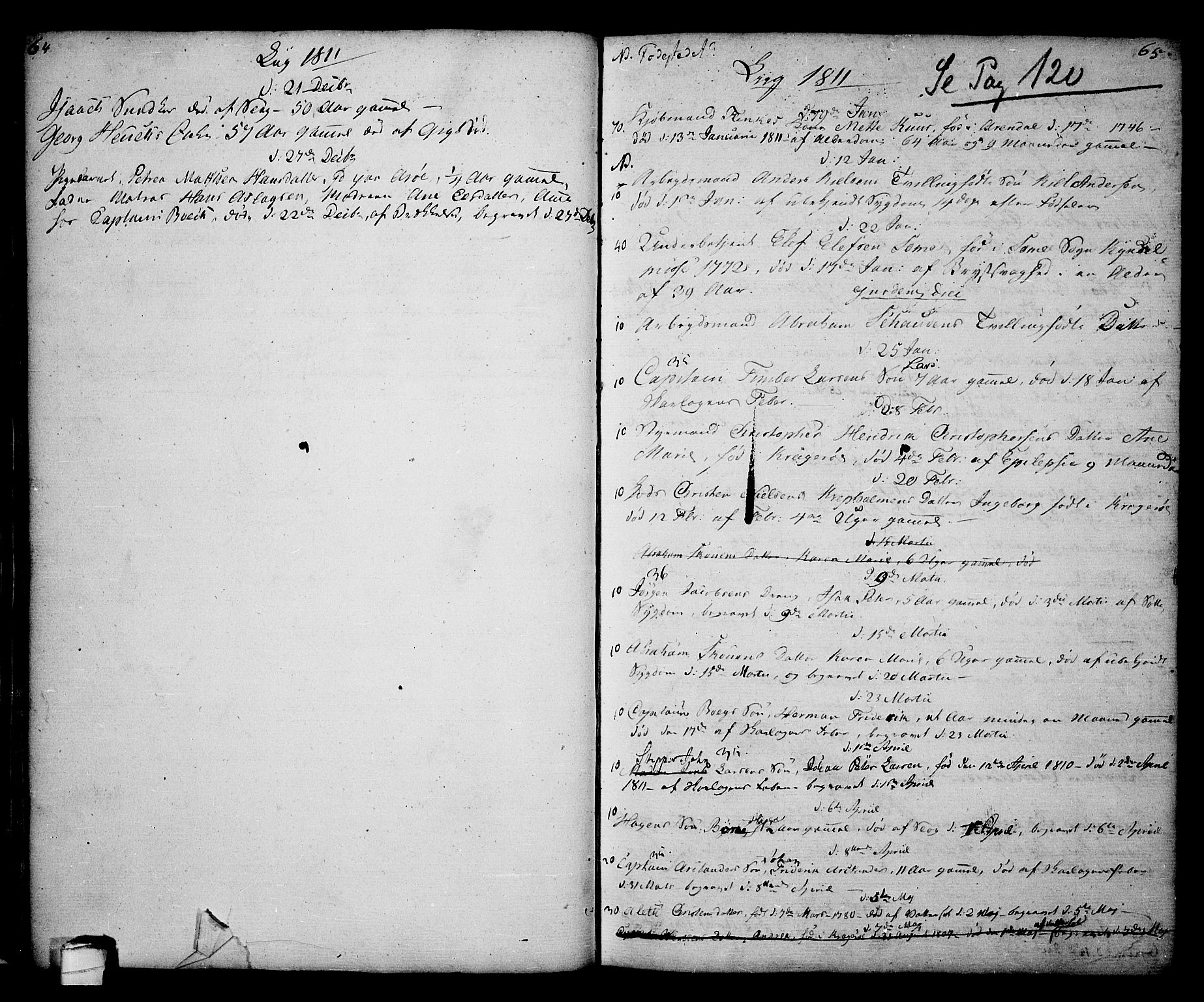 Kragerø kirkebøker, SAKO/A-278/G/Ga/L0001: Klokkerbok nr. 1 /1, 1806-1811, s. 64-65