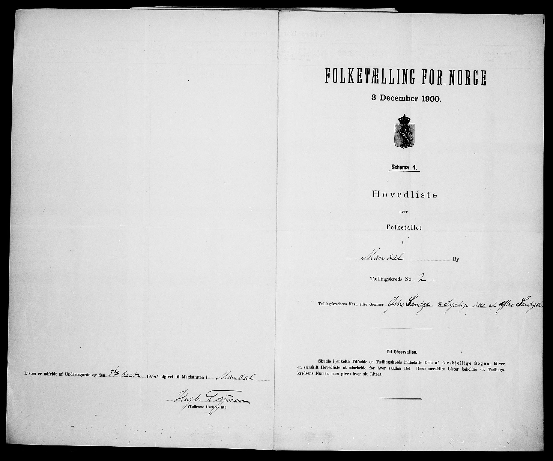 SAK, Folketelling 1900 for 1002 Mandal ladested, 1900, s. 23